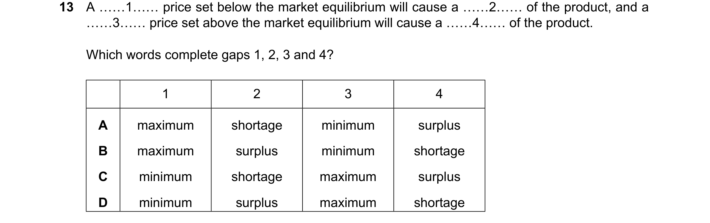 Question 340: A...... To... price set below the market equilibrium will cause a ...... 22.26. of the product, and a
settee 3...... price set above the ma…
