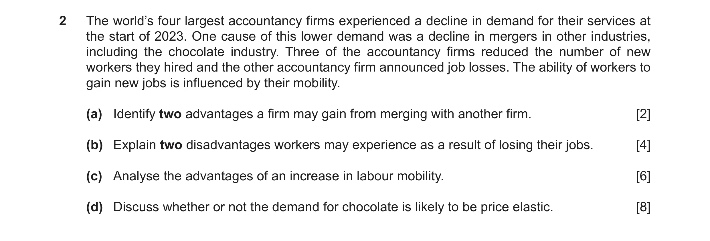 Question 81: The world’s four largest accountancy firms experienced a decline in demand for their services at the start of 2023. One cause of this lower…