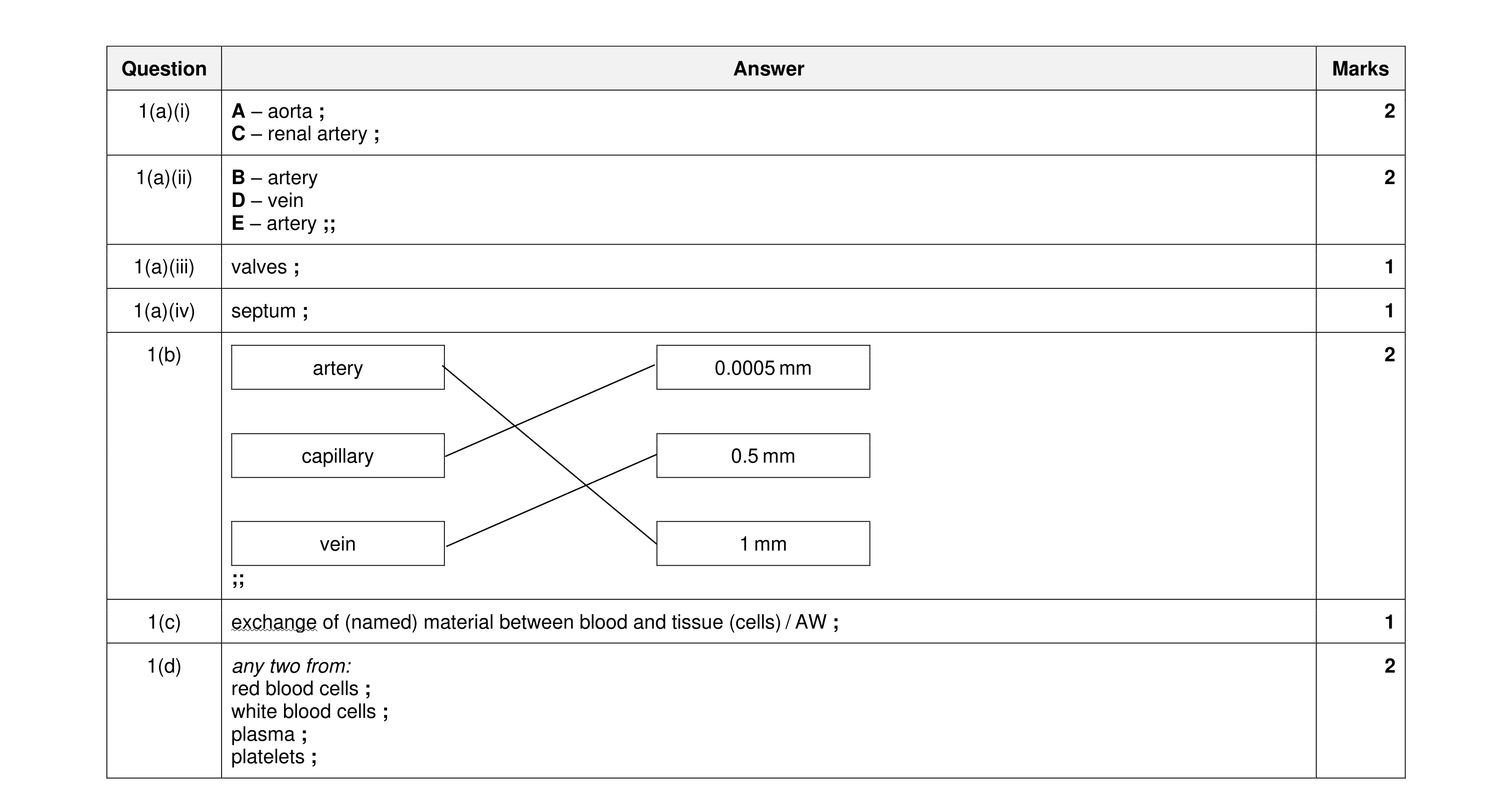 Mark scheme for question 11