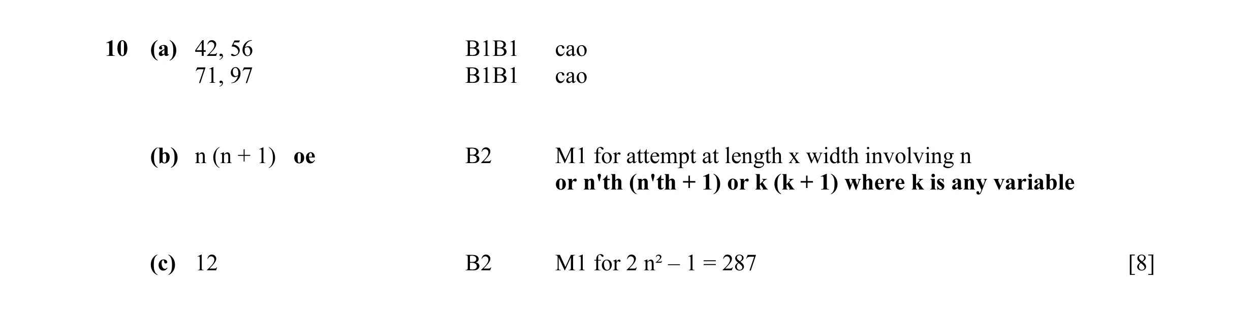 Mark scheme for question 5