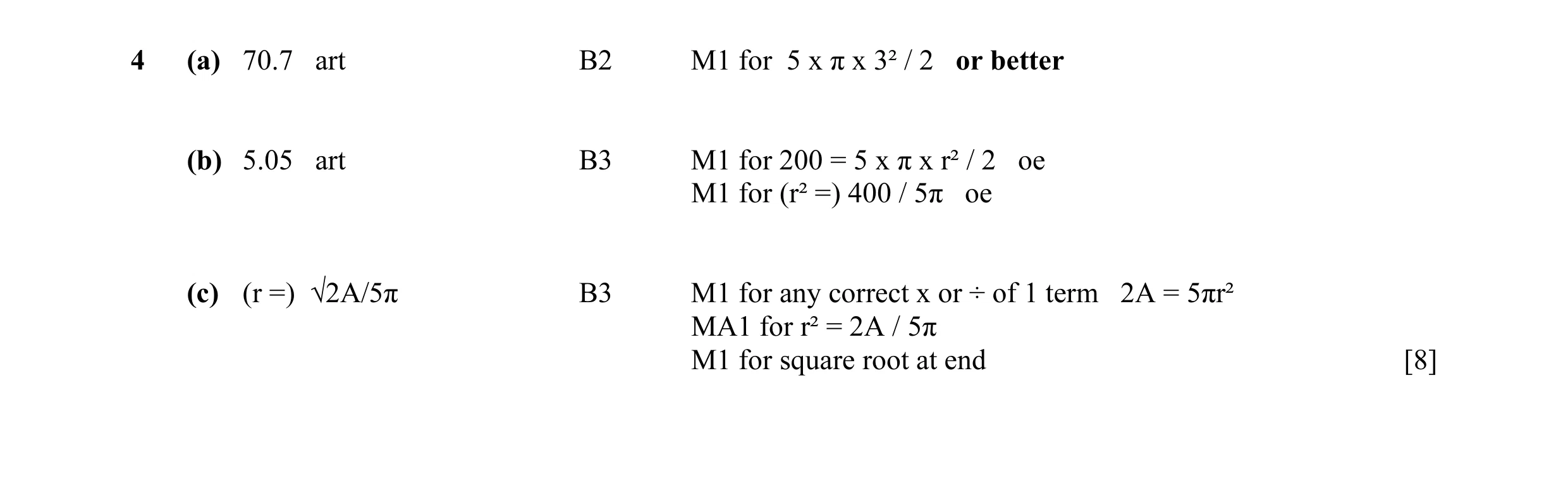 Mark scheme for question 4