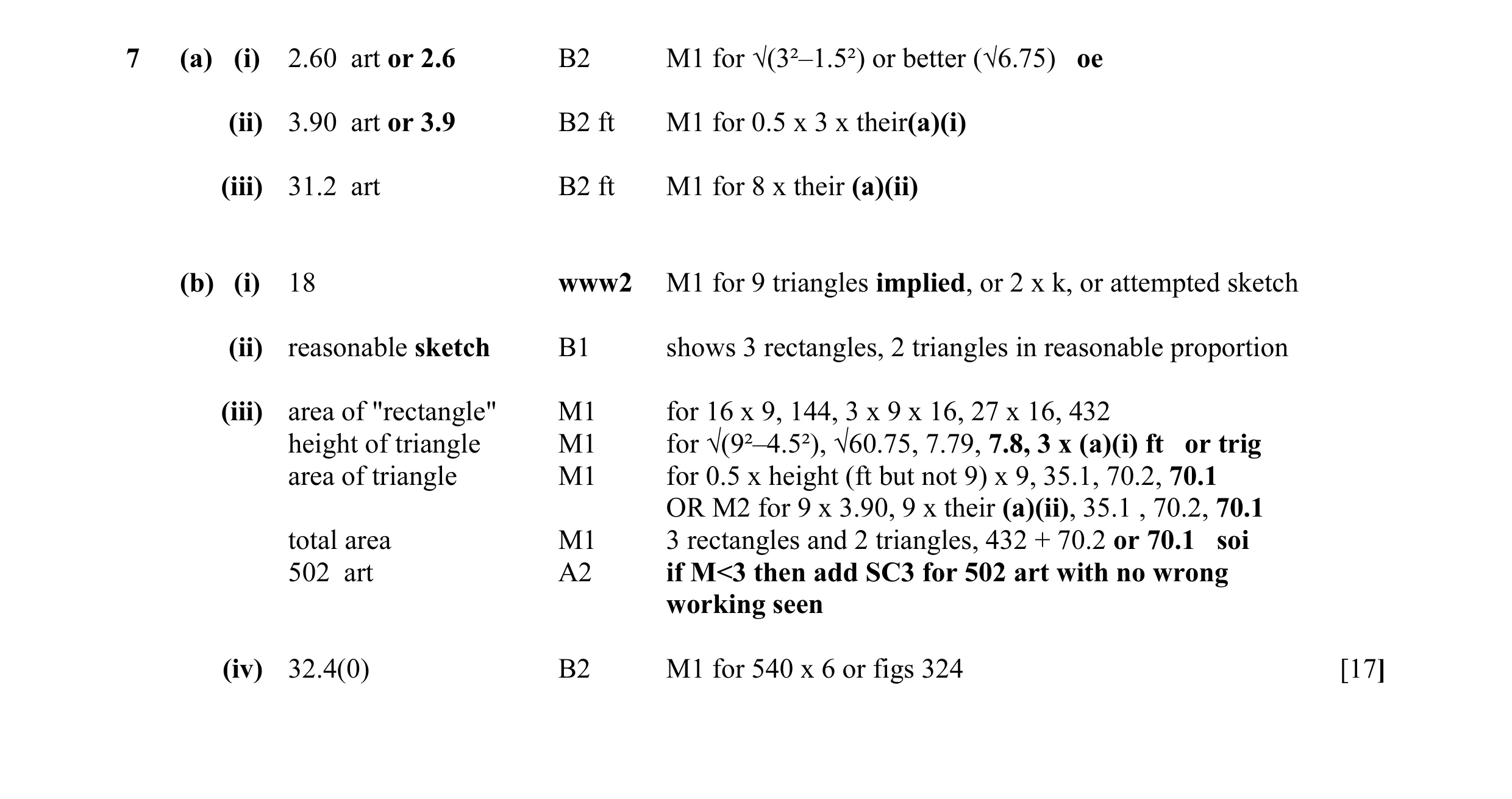 Mark scheme for question 6