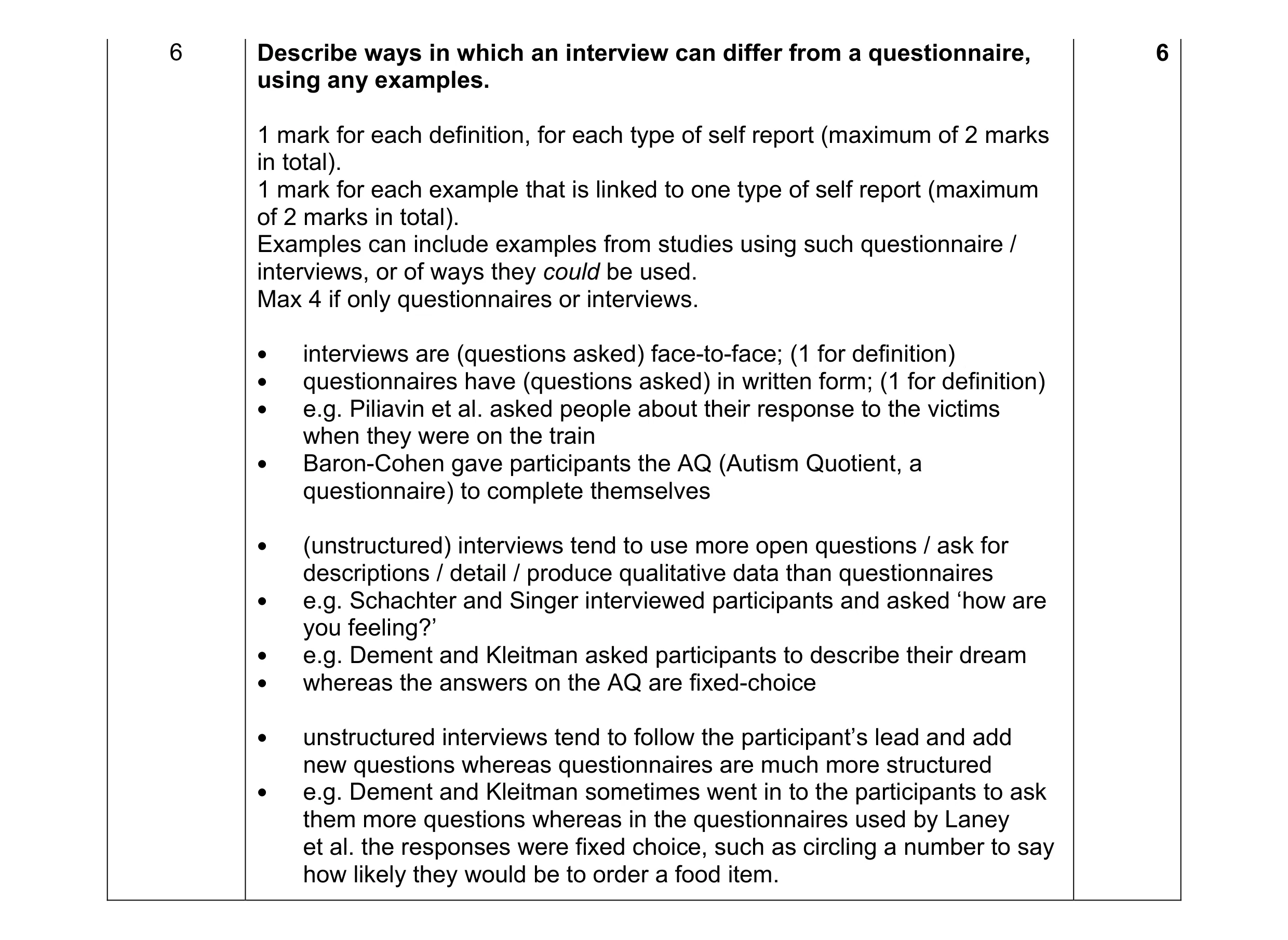 Mark scheme for question 61