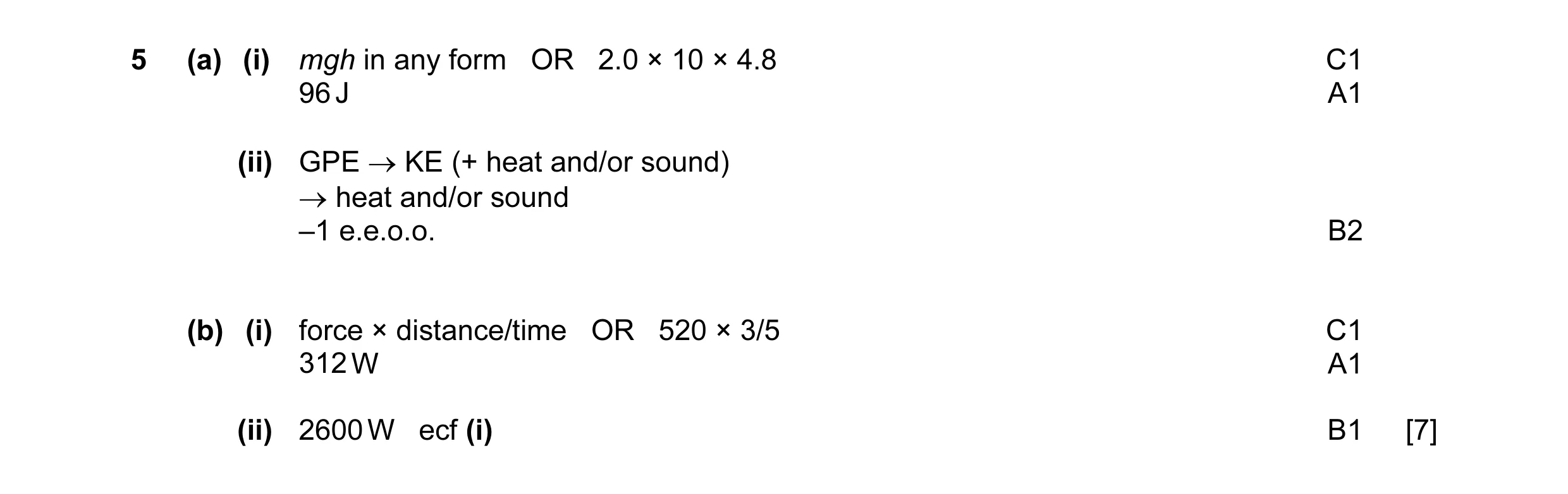 Mark scheme for question 31
