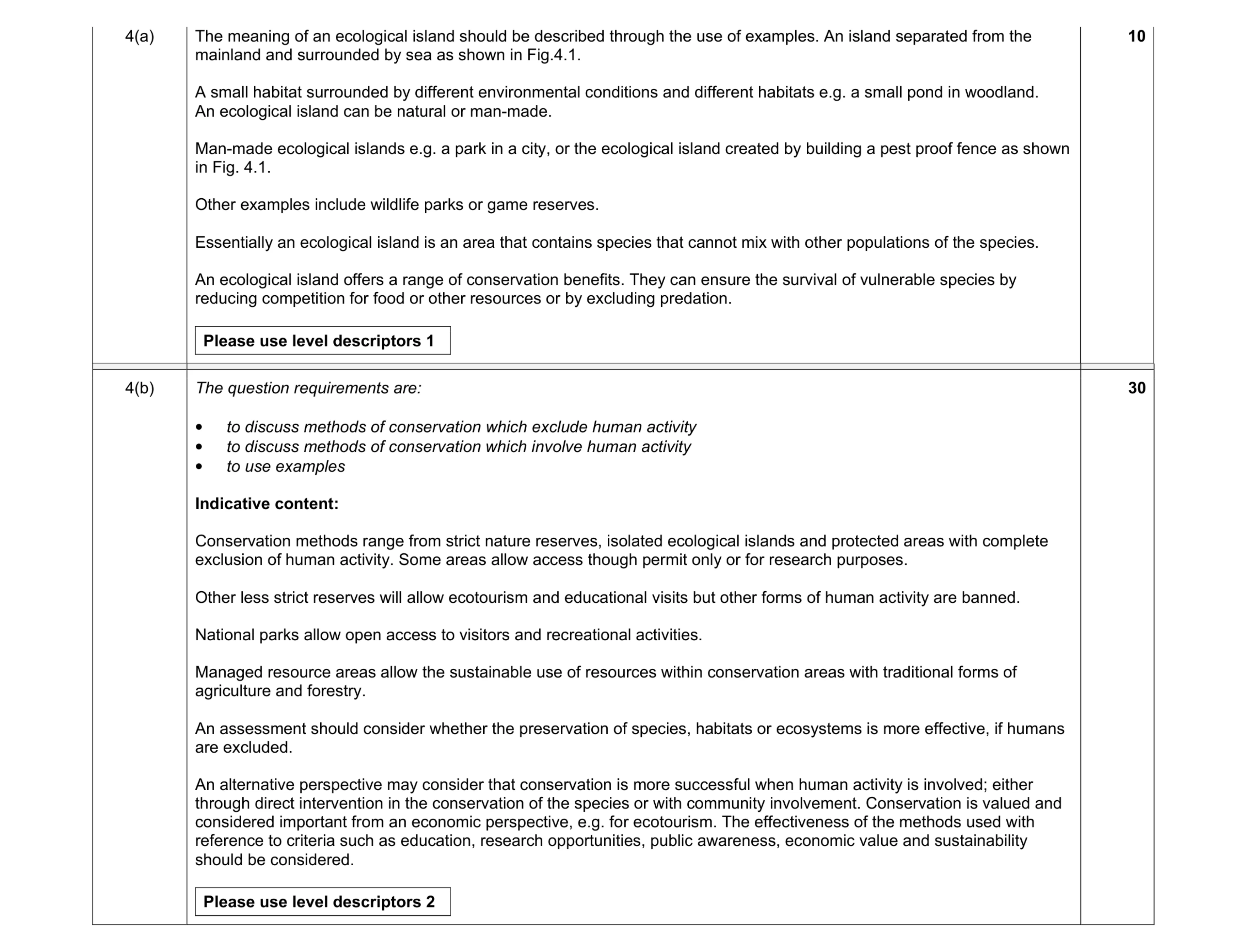 Mark scheme for question 6