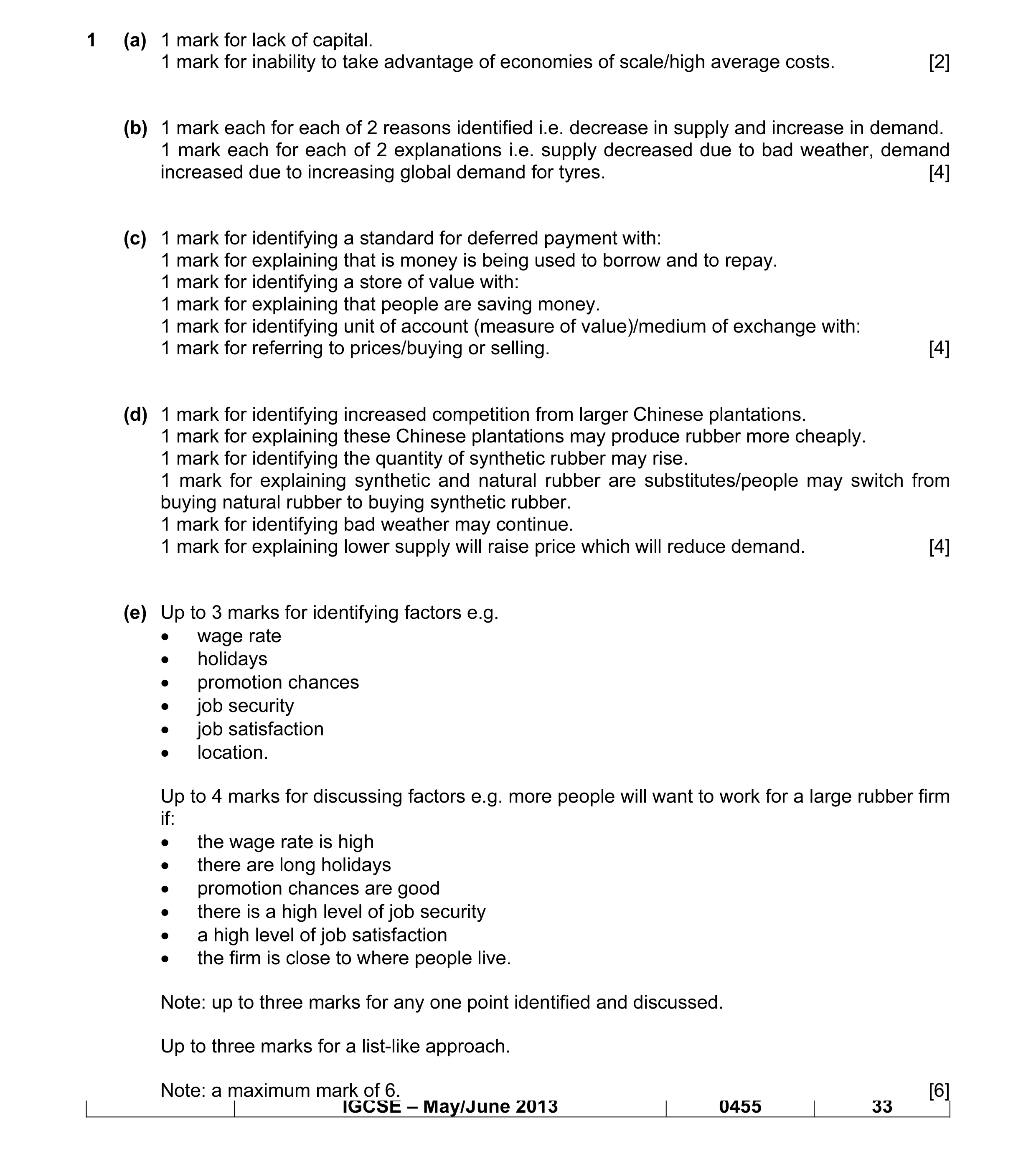 Mark scheme for question 12