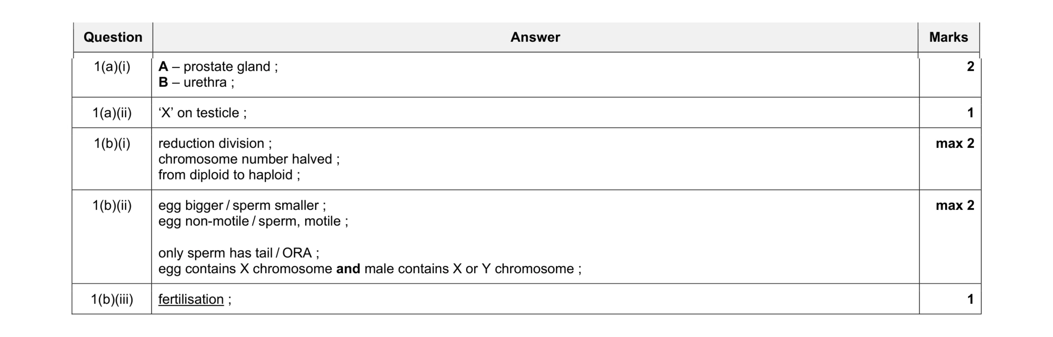 Mark scheme for question 2
