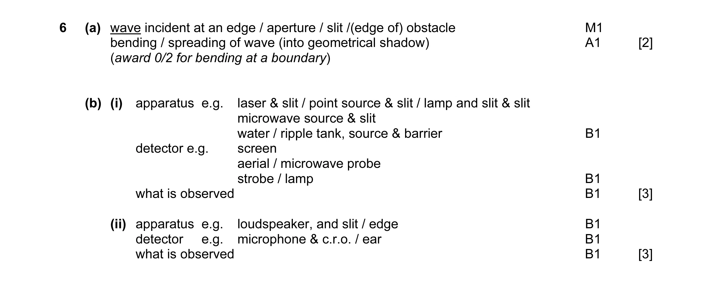 Mark scheme for question 1
