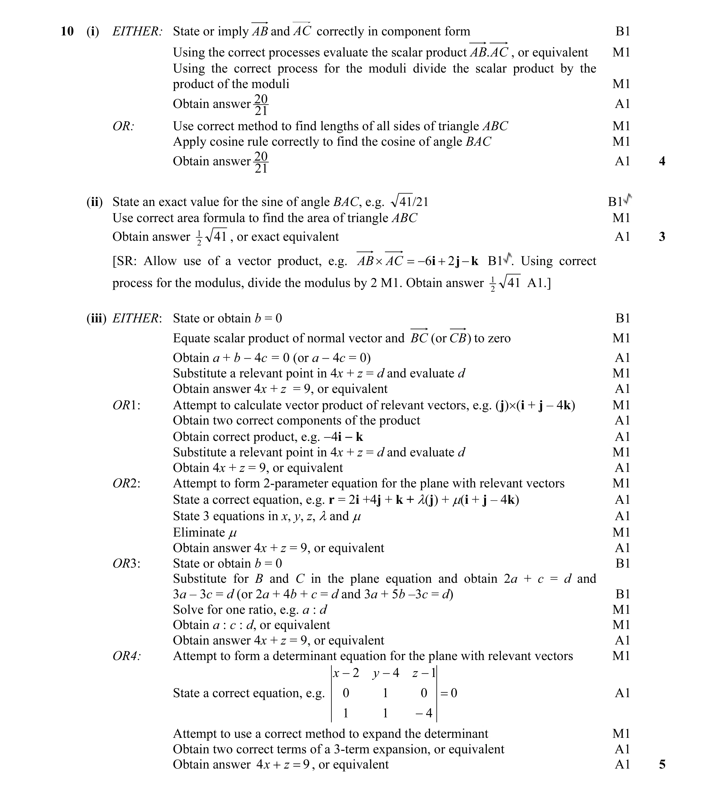 Mark scheme for question 31