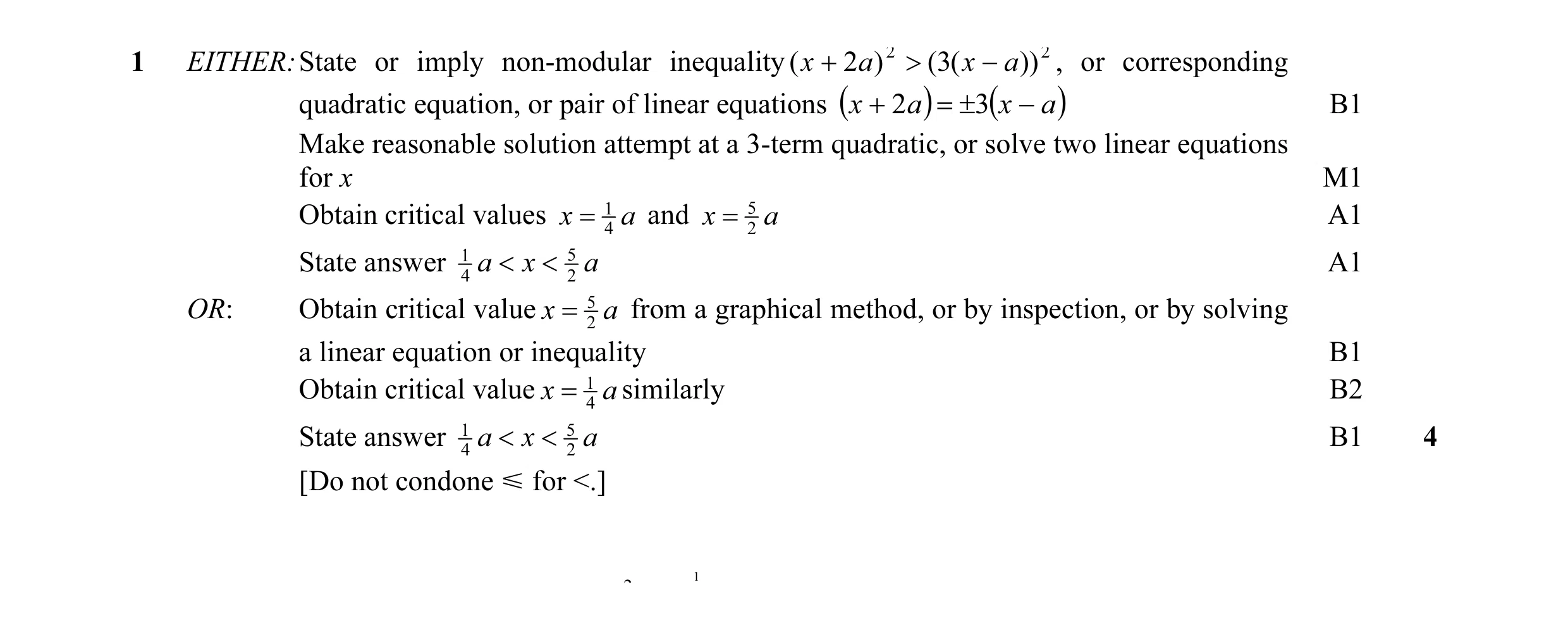 Mark scheme for question 22