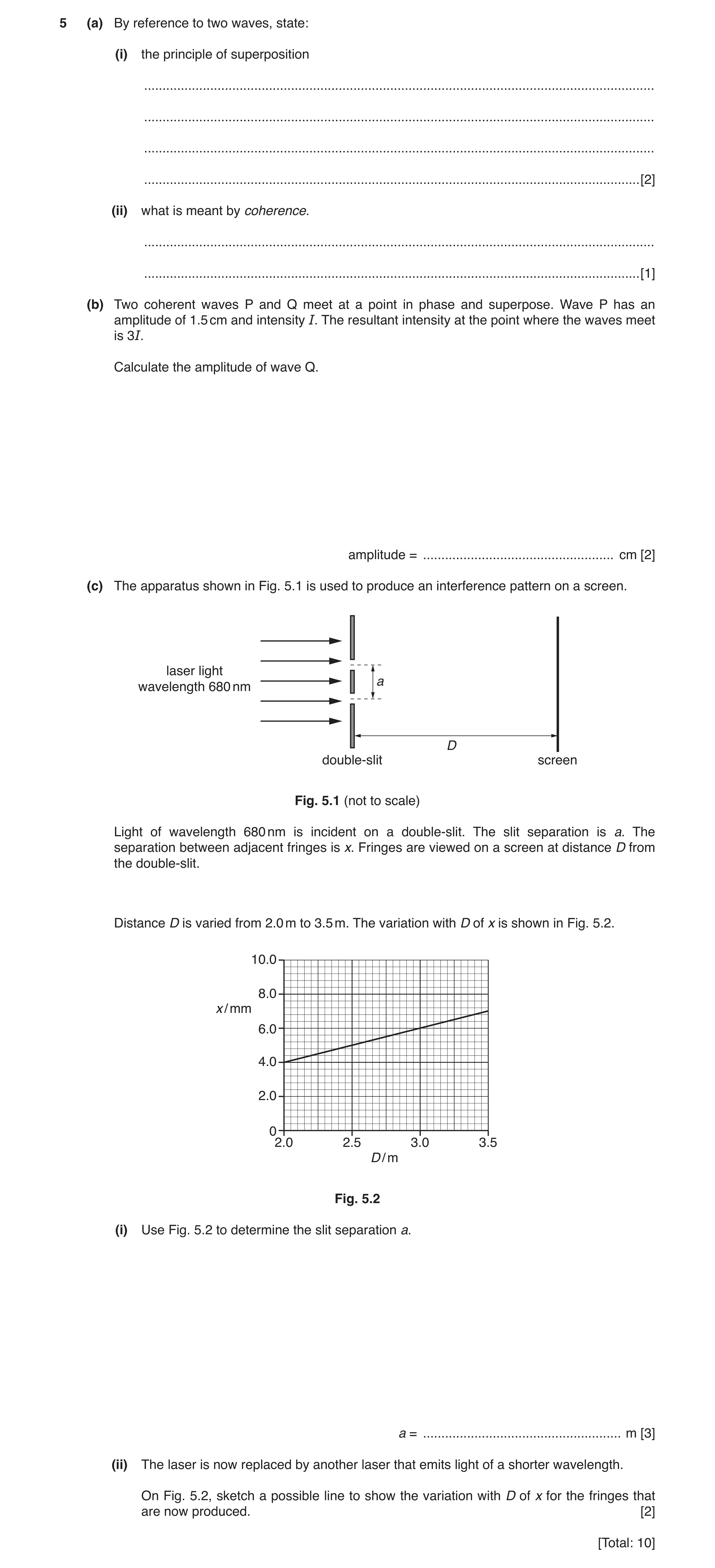 Question 3: (a) By reference to two waves, state: (i) the principle of superposition ..................................................................…