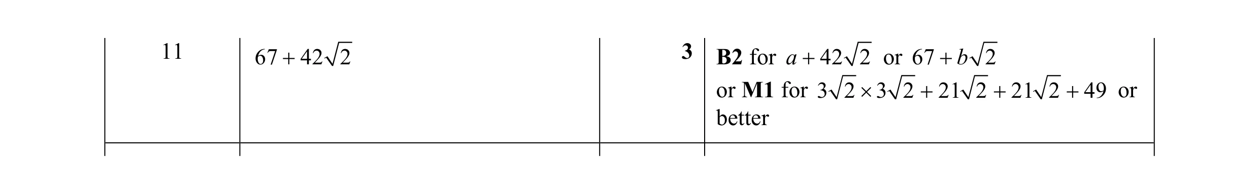 Mark scheme for question 16