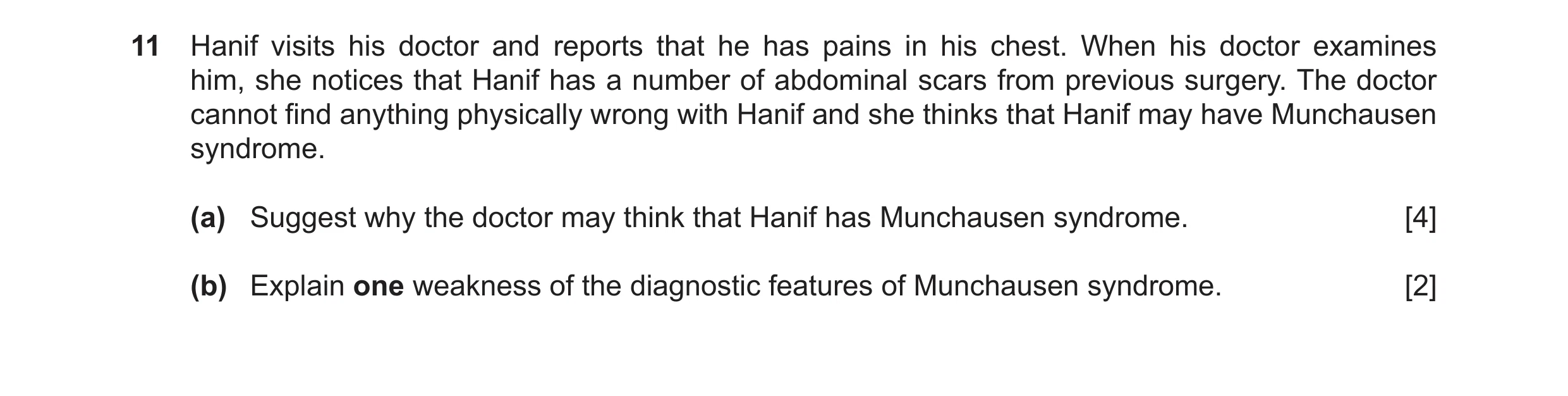 Question 17: Hanif visits his doctor and reports that he has pains in his chest. When his doctor examines him, she notices that Hanif has a number of ab…