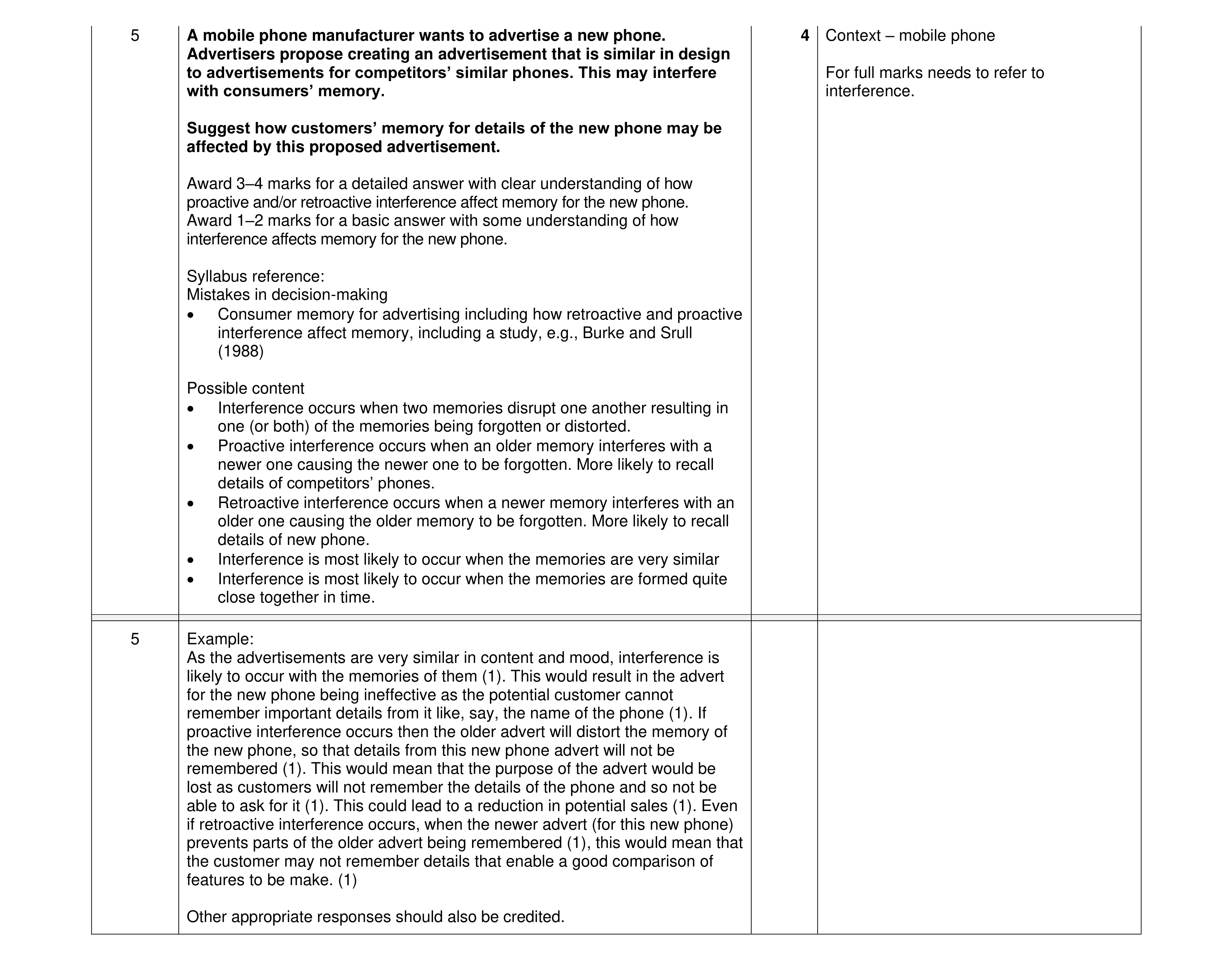 Mark scheme for question 13