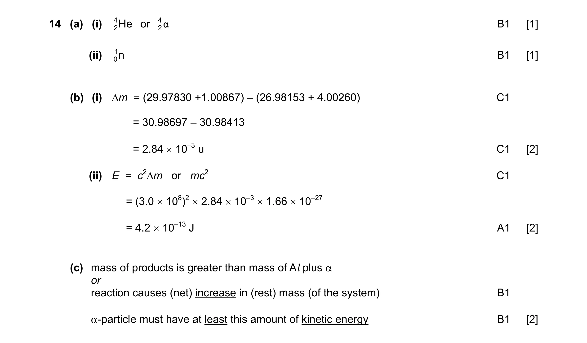 Mark scheme for question 18