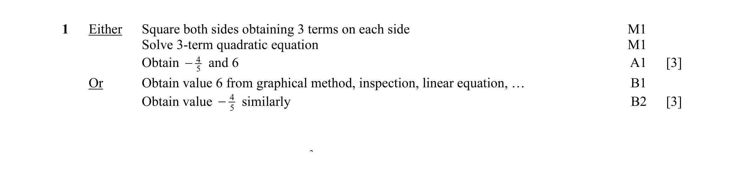 Mark scheme for question 47