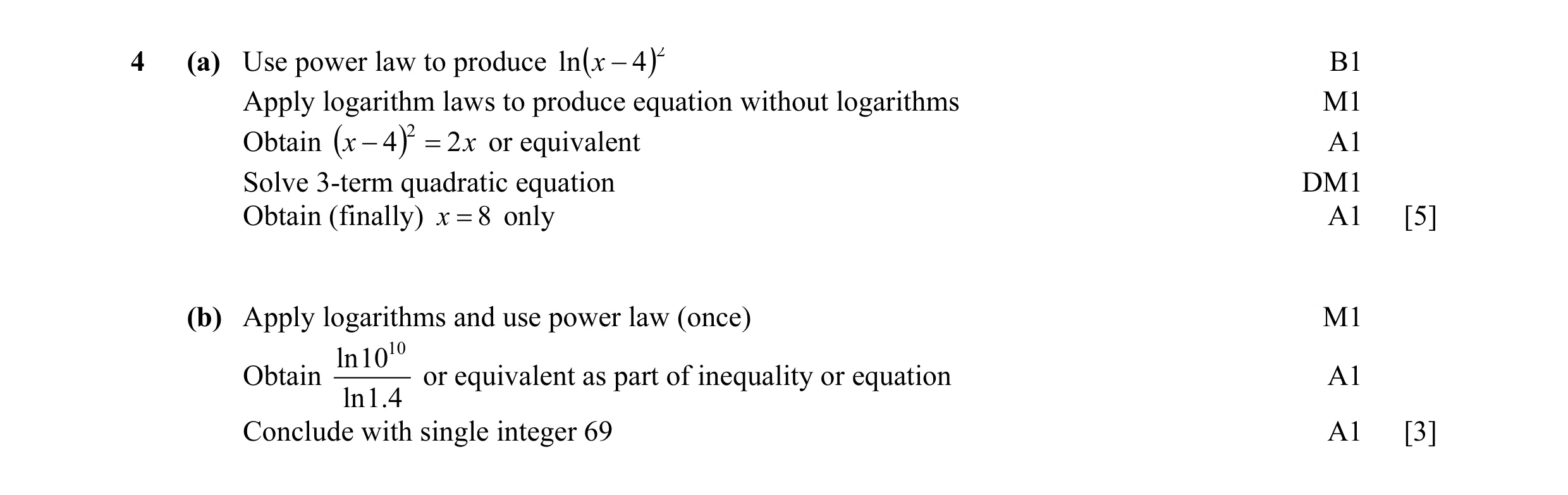 Mark scheme for question 32