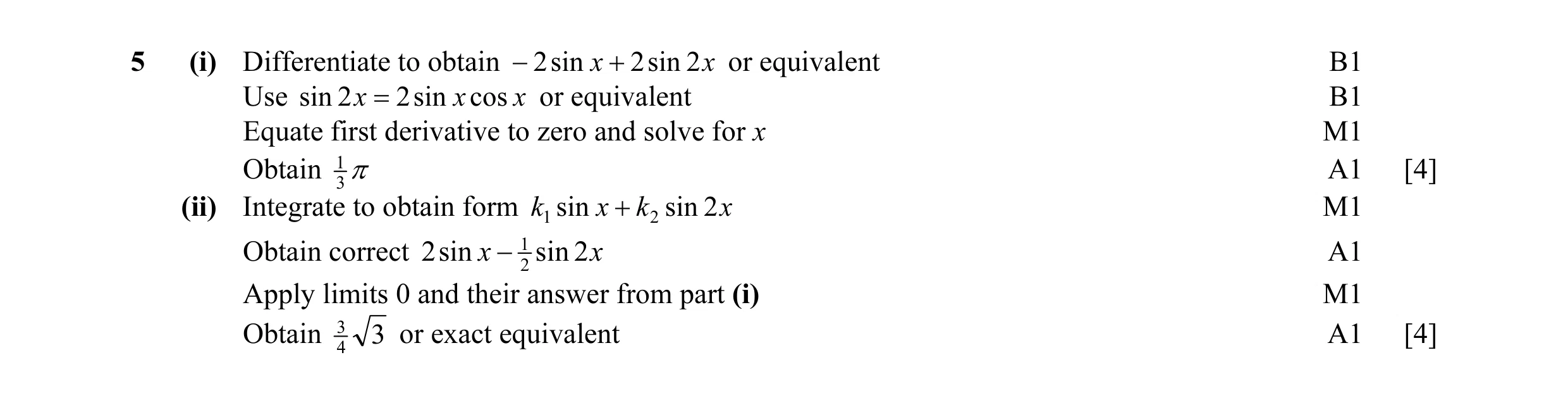 Mark scheme for question 40