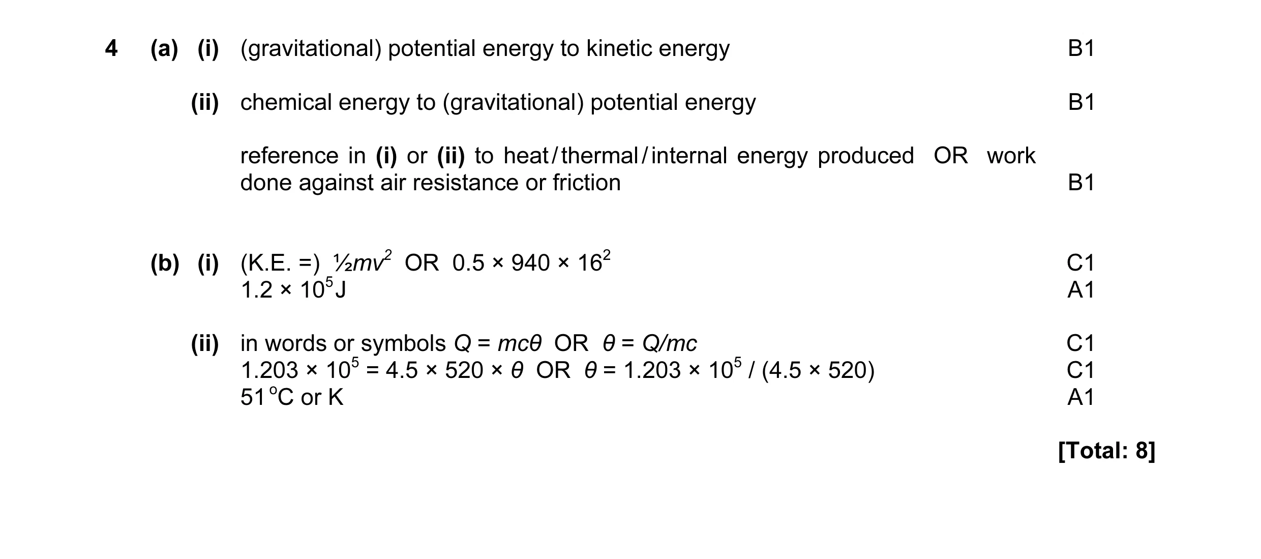 Mark scheme for question 37