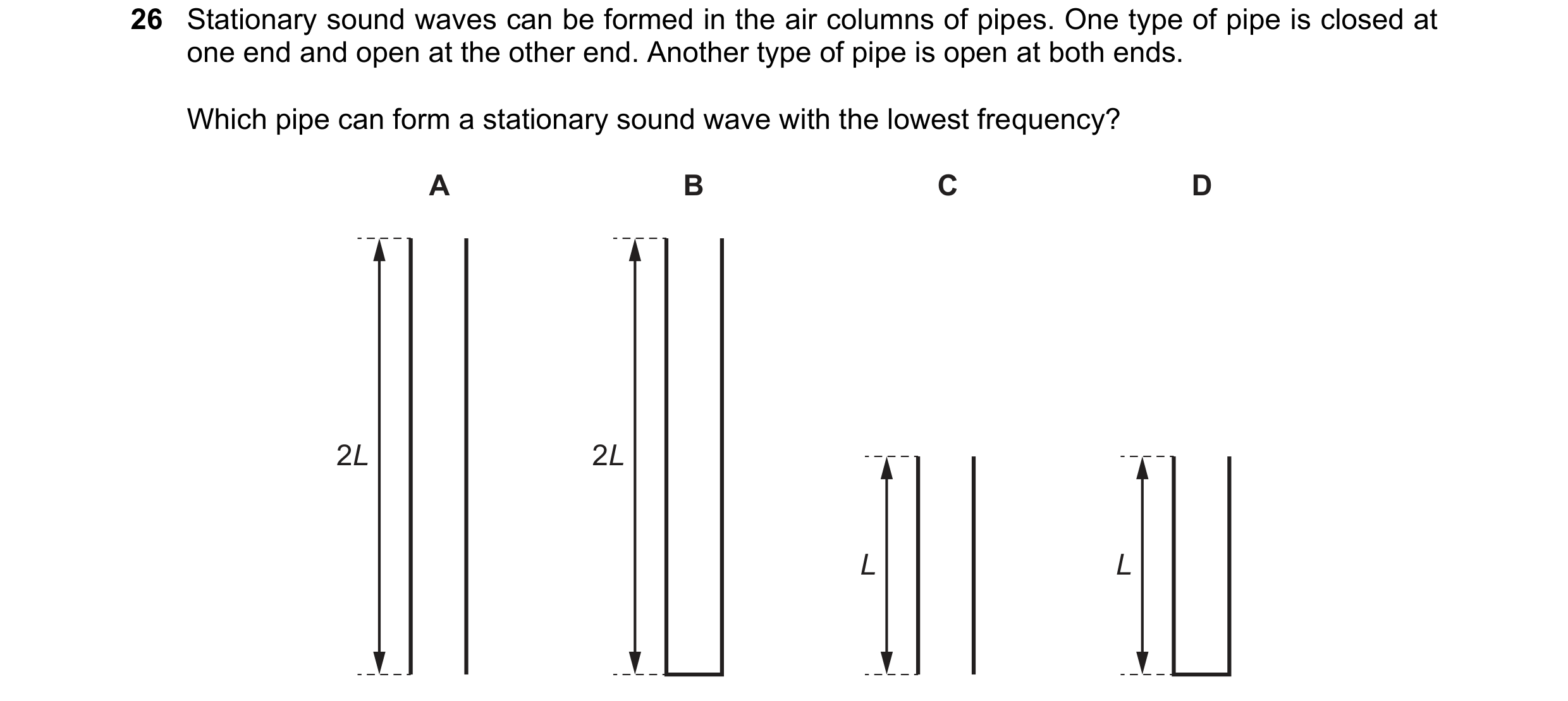 Question 119: Stationary sound waves can be formed in the air columns of pipes. One type of pipe is closed at one end and open at the other end. Another …