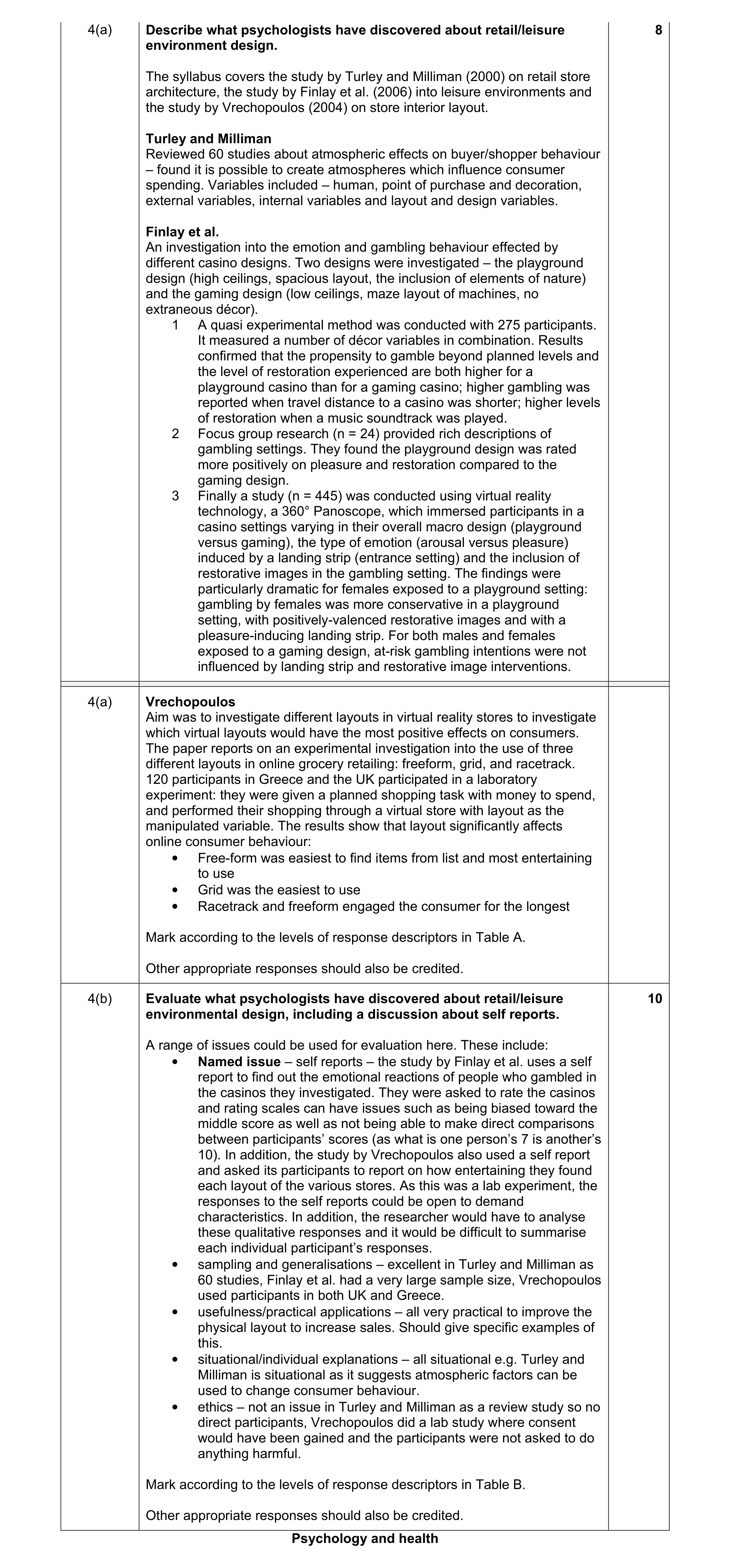 Mark scheme for question 1