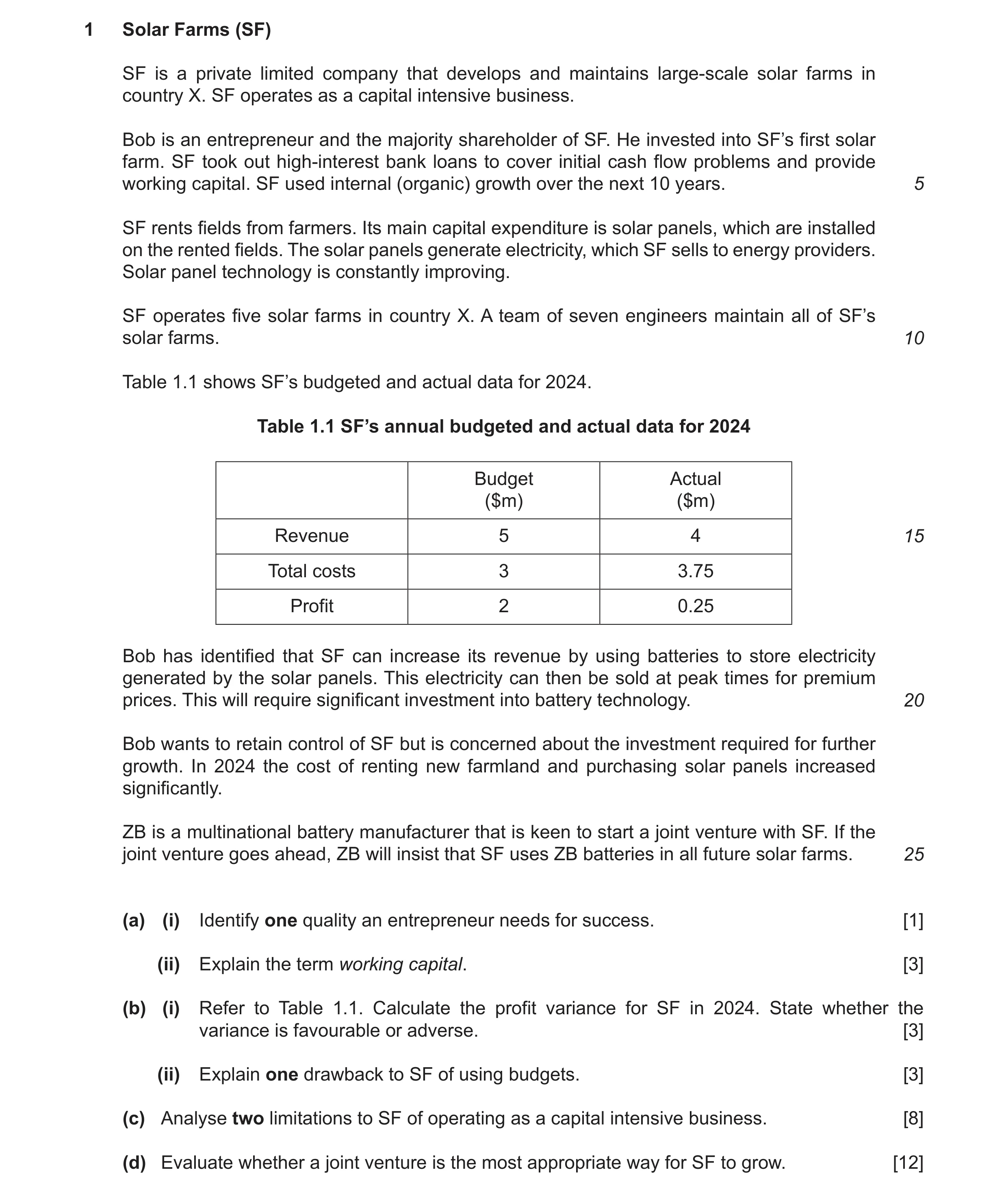 Question 16: Solar Farms (SF) SF is a private limited company that develops and maintains large-scale solar farms in country X. SF operates as a capital…