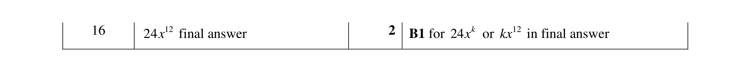 Mark scheme for question 67