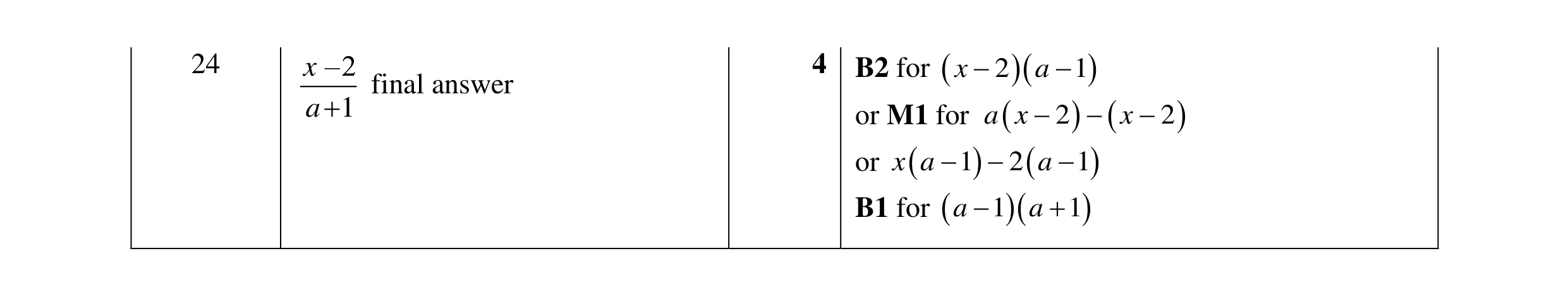 Mark scheme for question 161
