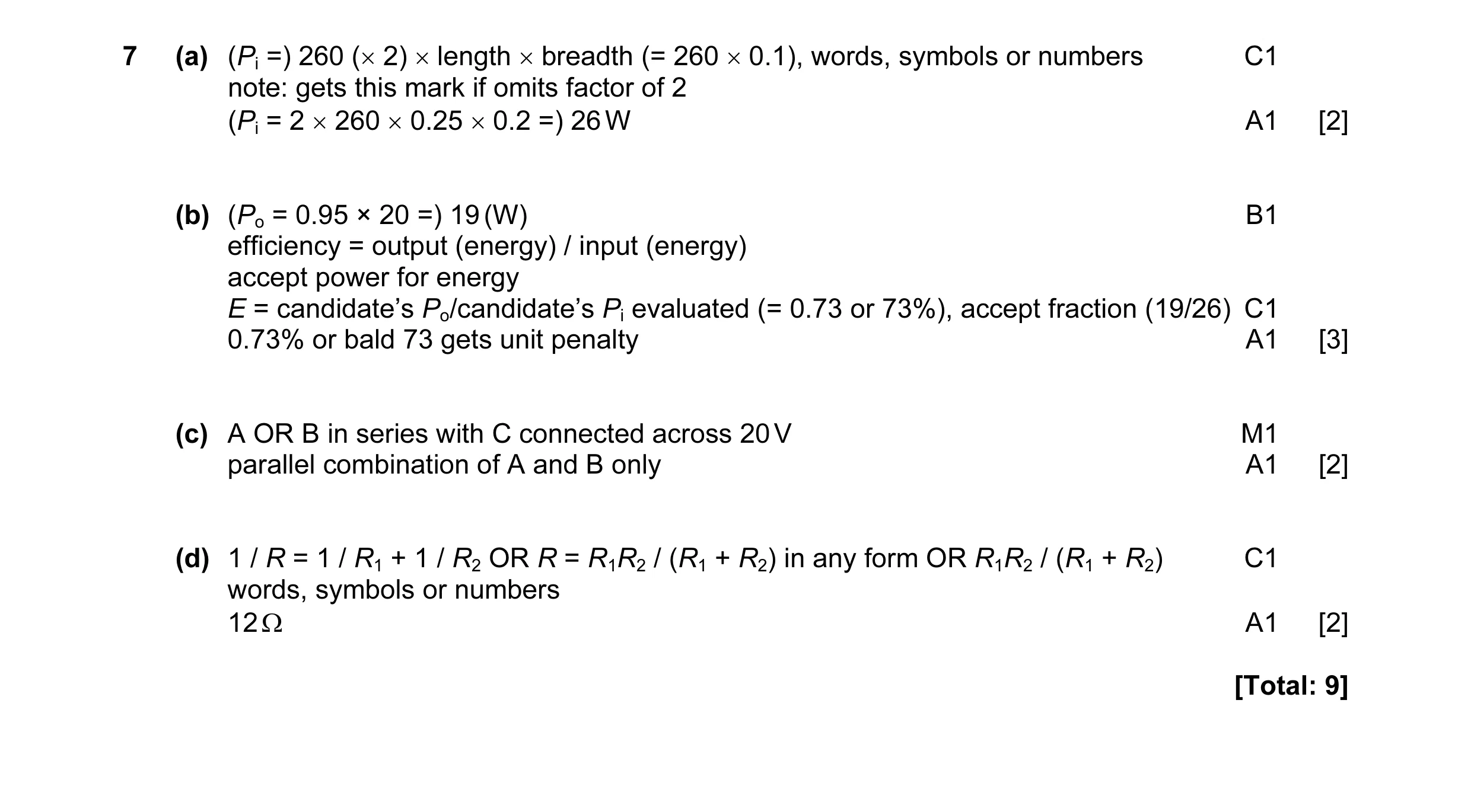 Mark scheme for question 34