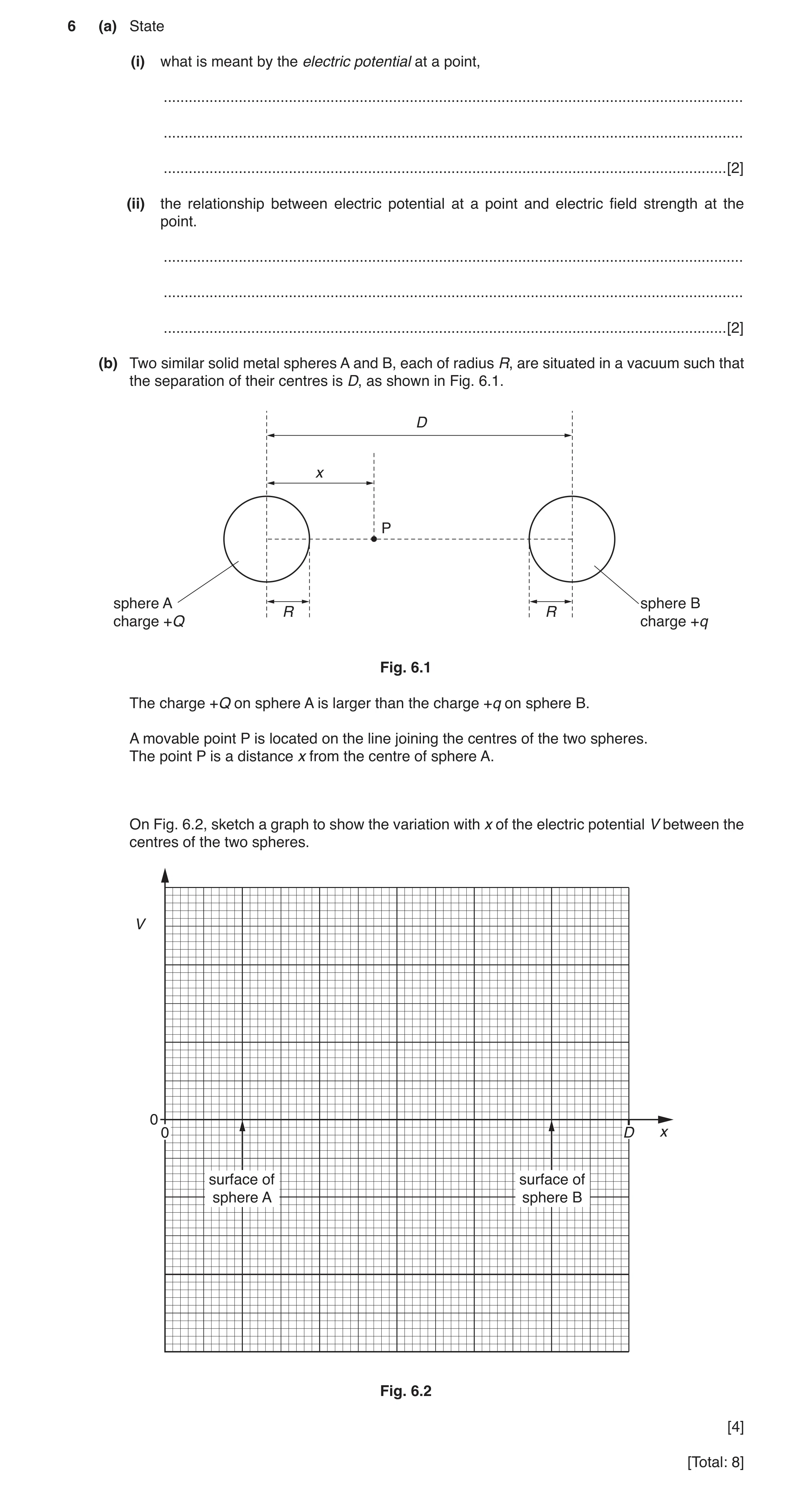 Question 5: (a) State (i) what is meant by the electric potential at a point, .........................................................................…