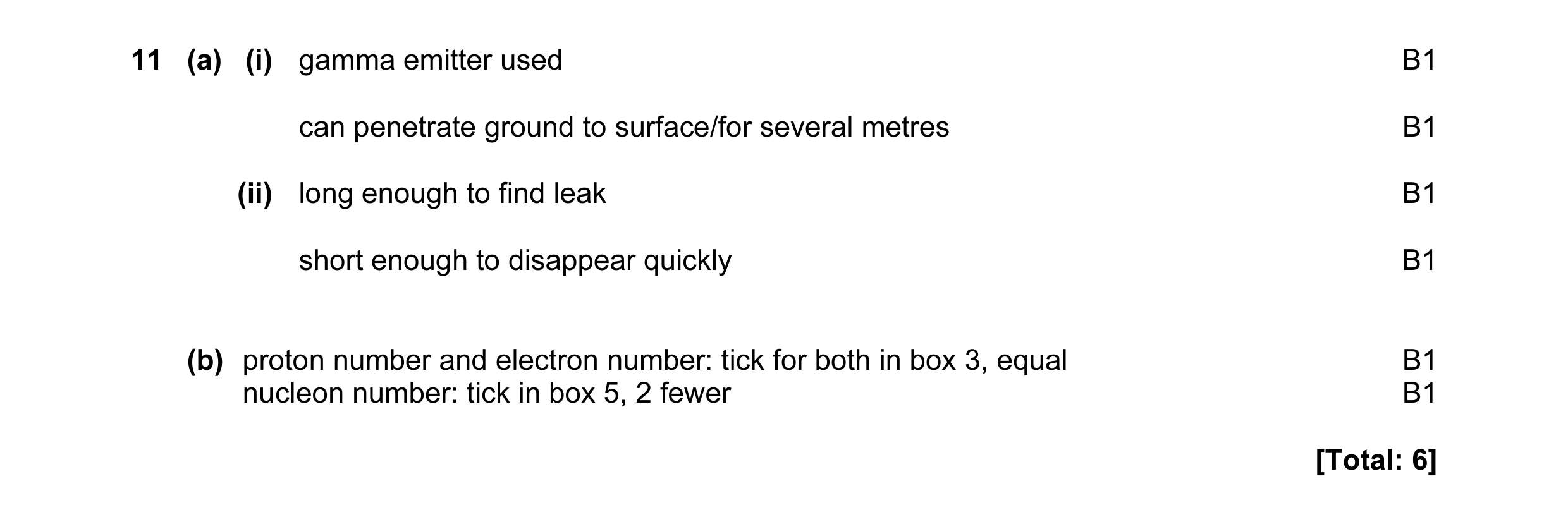 Mark scheme for question 23