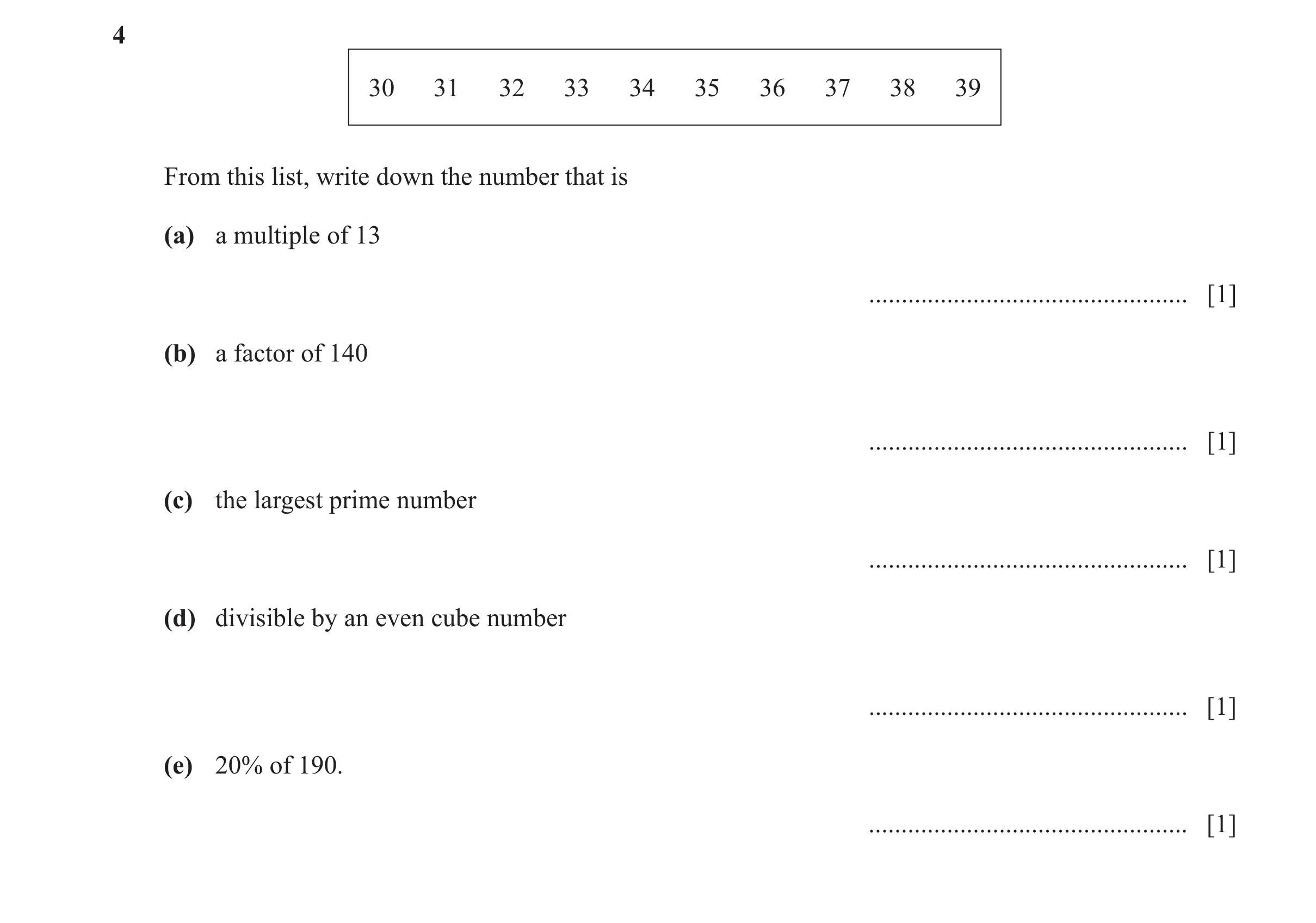 Question 94: 30 31 32 33 34 35 36 37 38 39 From this list, write down the number that is (a) a multiple of 13 ..........................................…