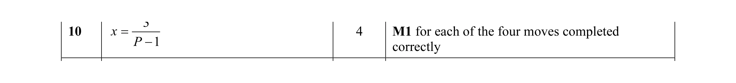 Mark scheme for question 8