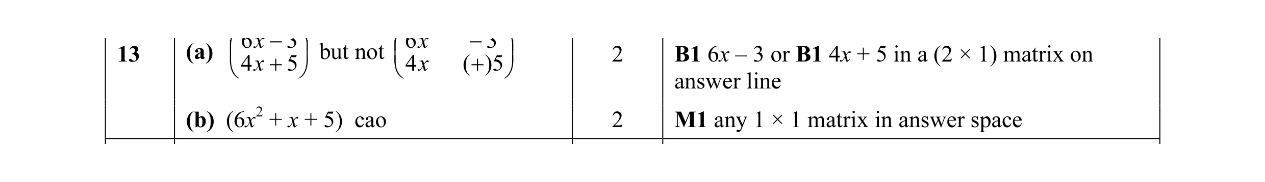 Mark scheme for question 9