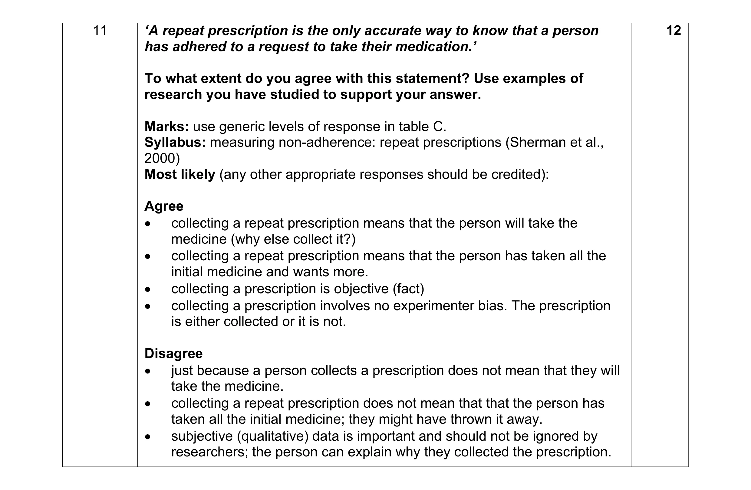 Mark scheme for question 39