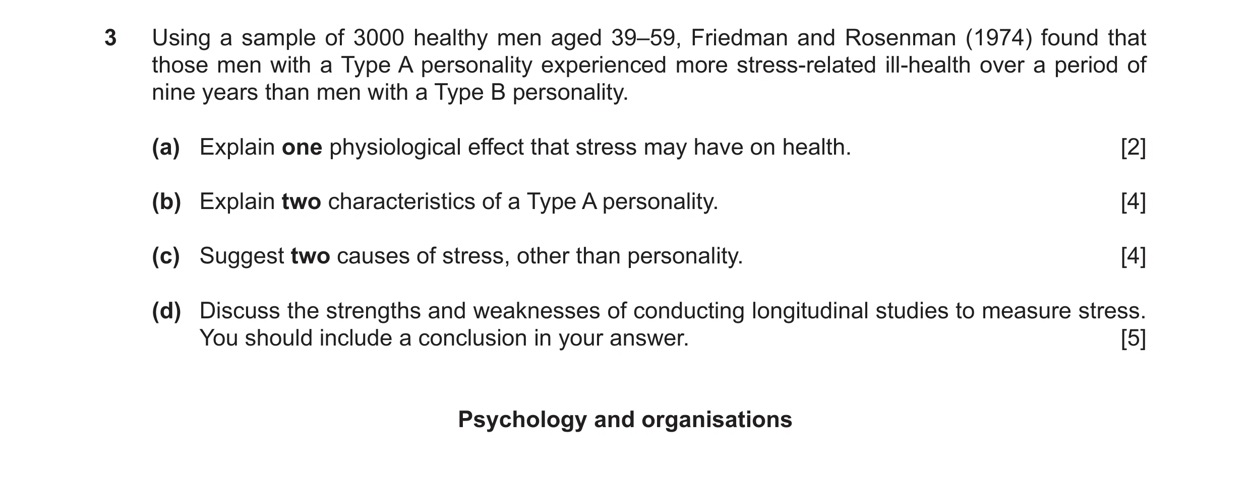 Question 20: Using a sample of 3000 healthy men aged 39–59, Friedman and Rosenman (1974) found that those men with a Type A personality experienced more…