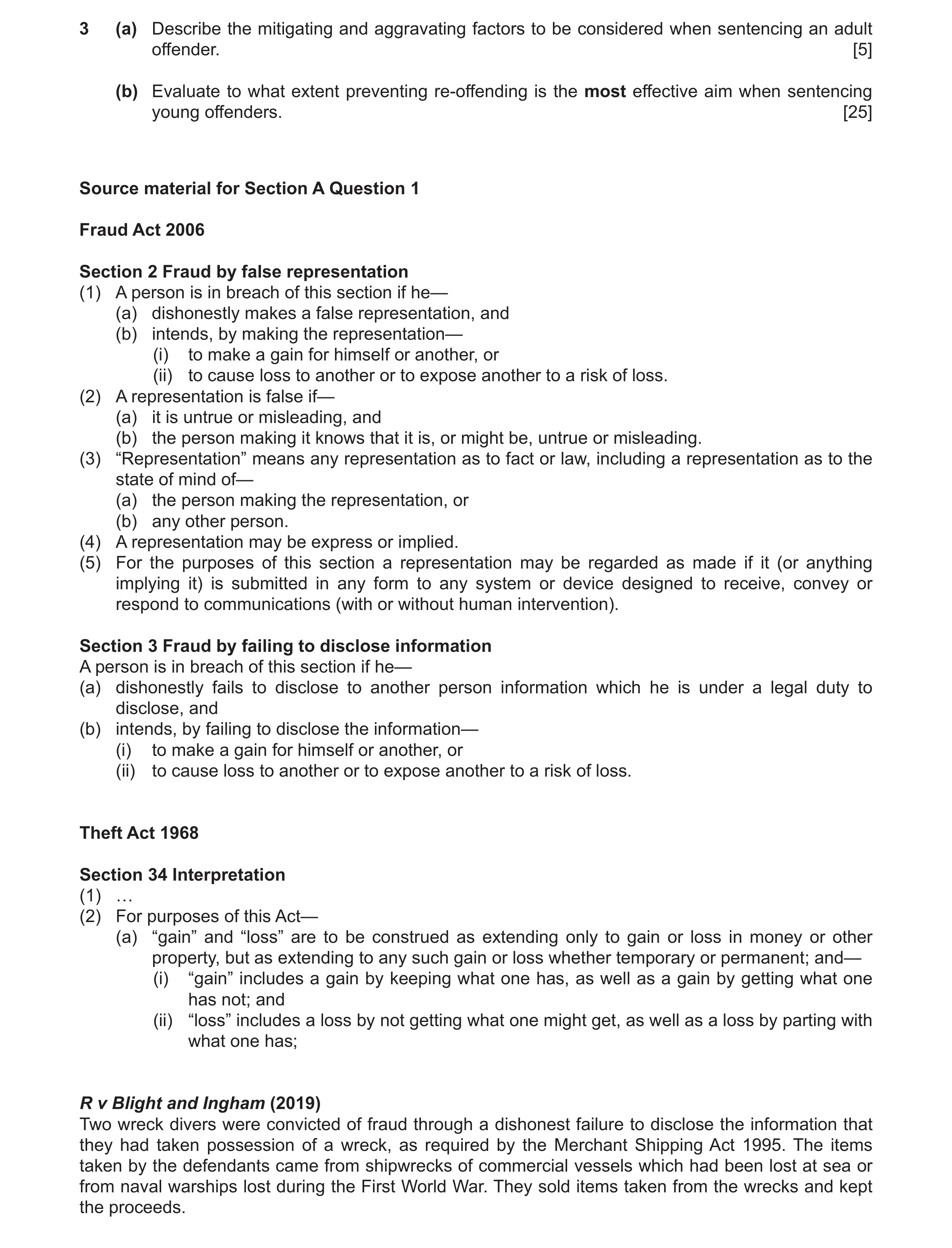 Question 12: (a) Describe the mitigating and aggravating factors to be considered when sentencing an adult offender. [5] (b) Evaluate to what extent pre…