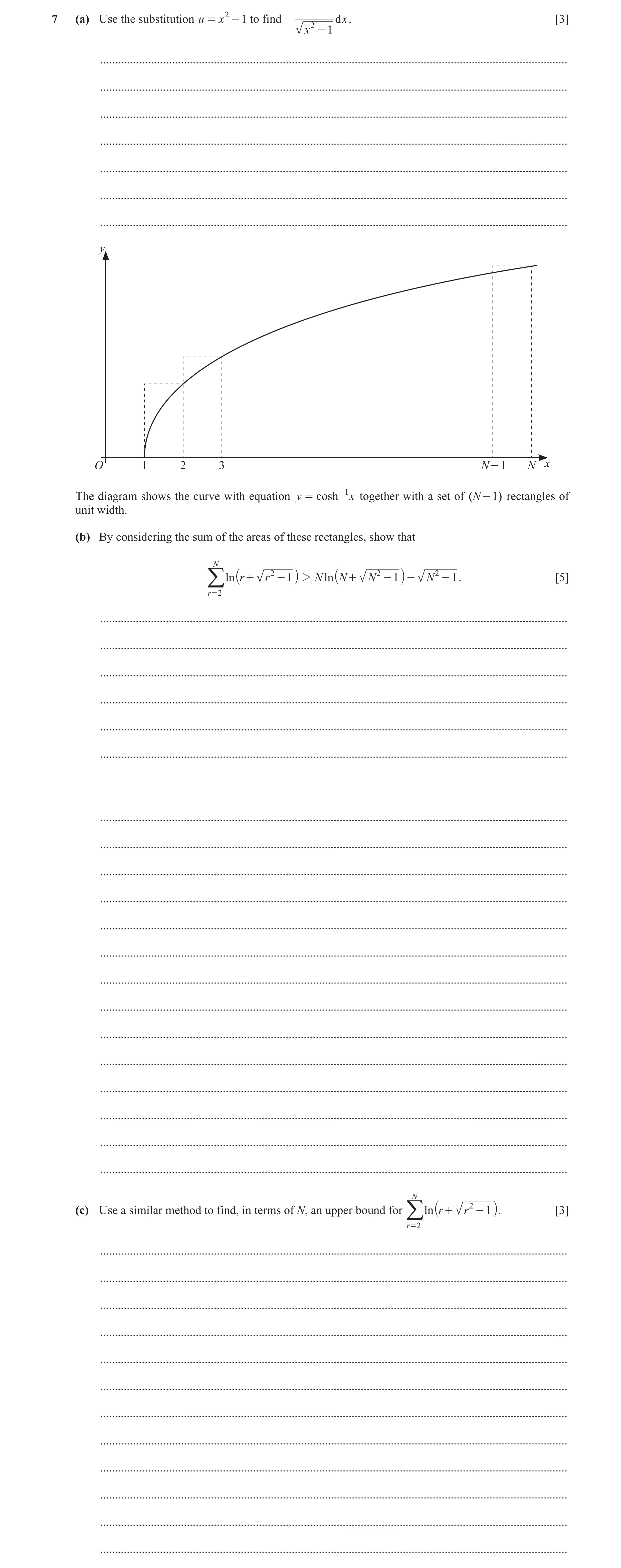 Question 44: (a) Use the substitution u = x 2 - 1 to find d x . [3] x 2 - 1 ............................................................................…