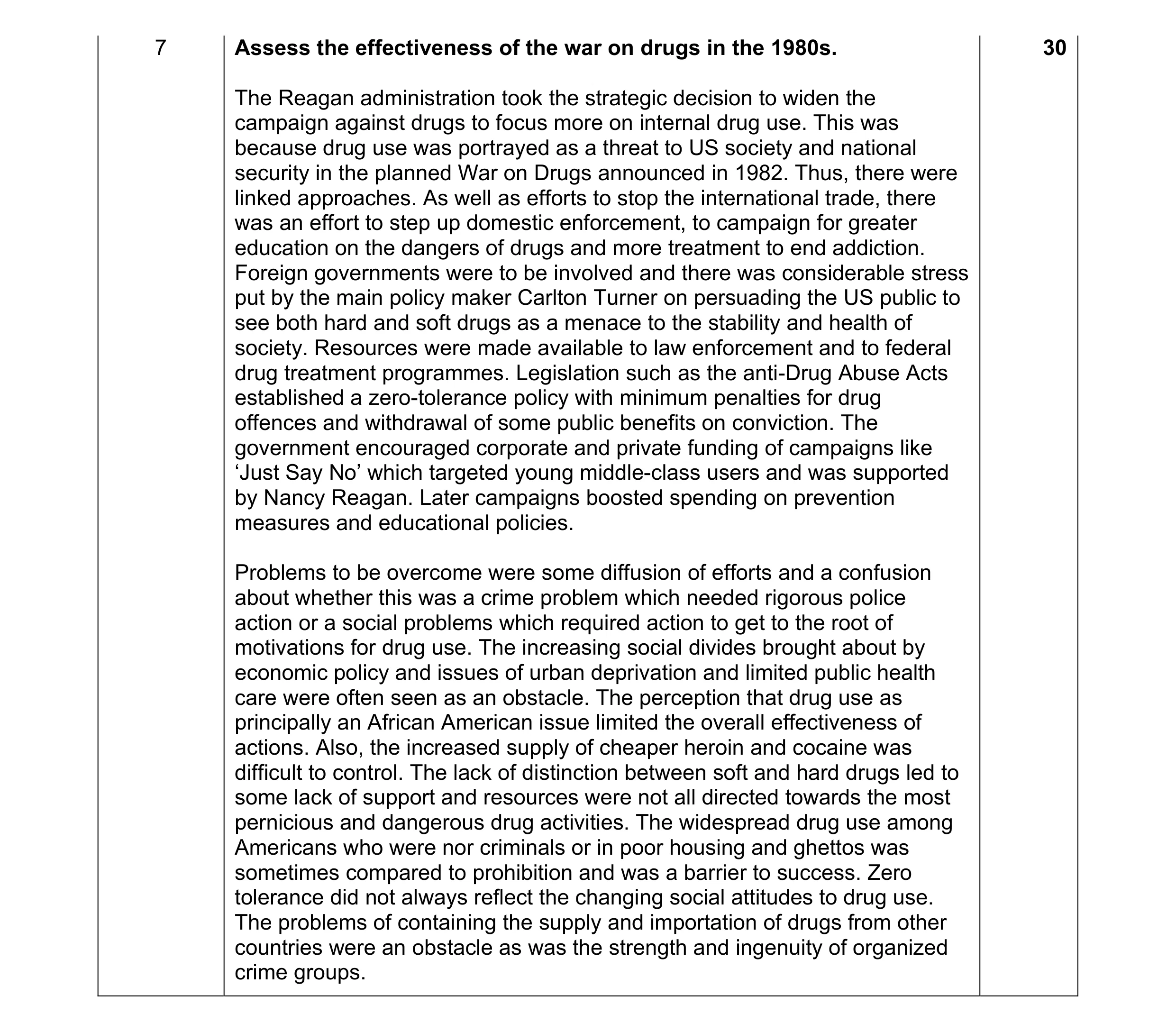 Mark scheme for question 3