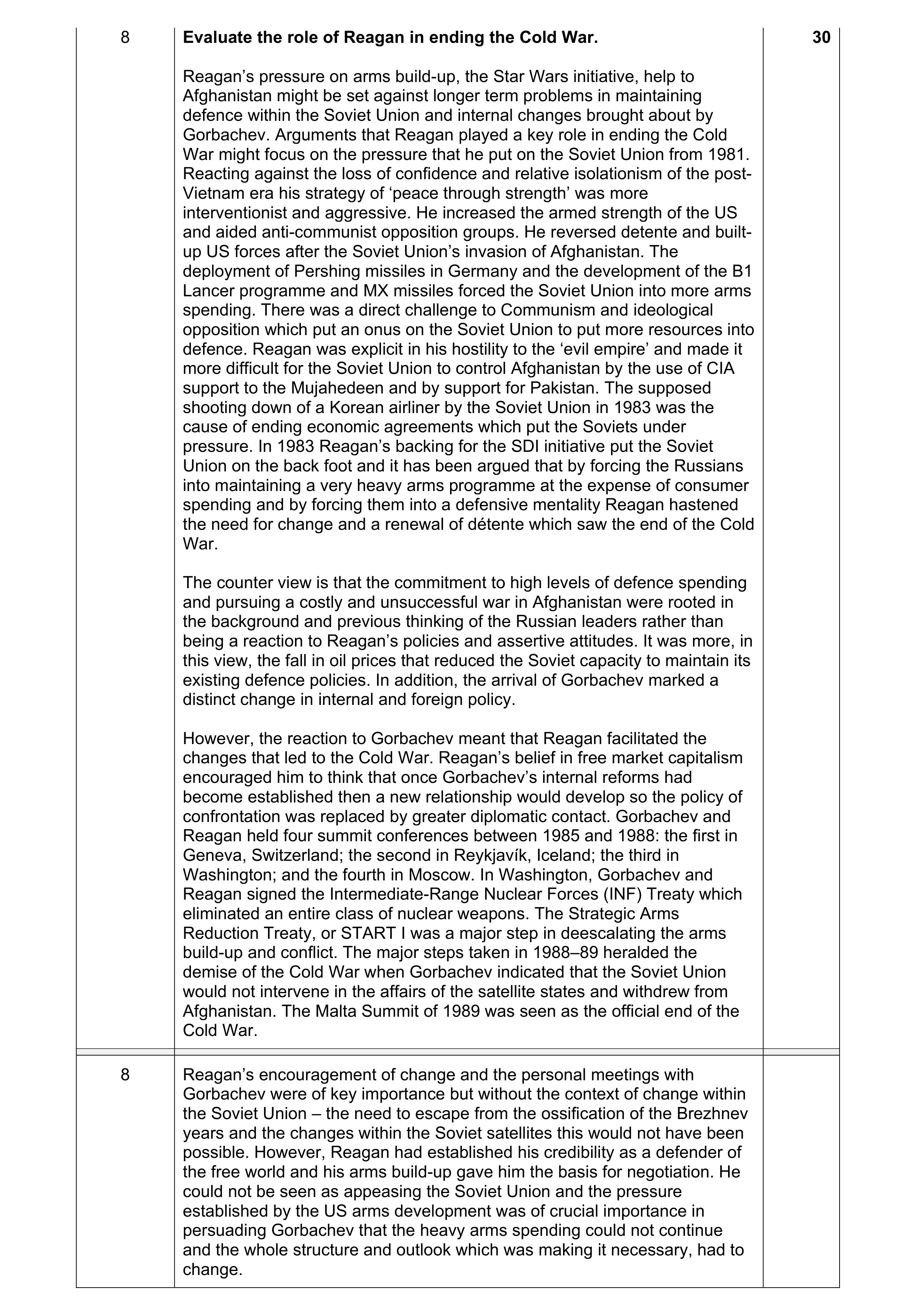 Mark scheme for question 7