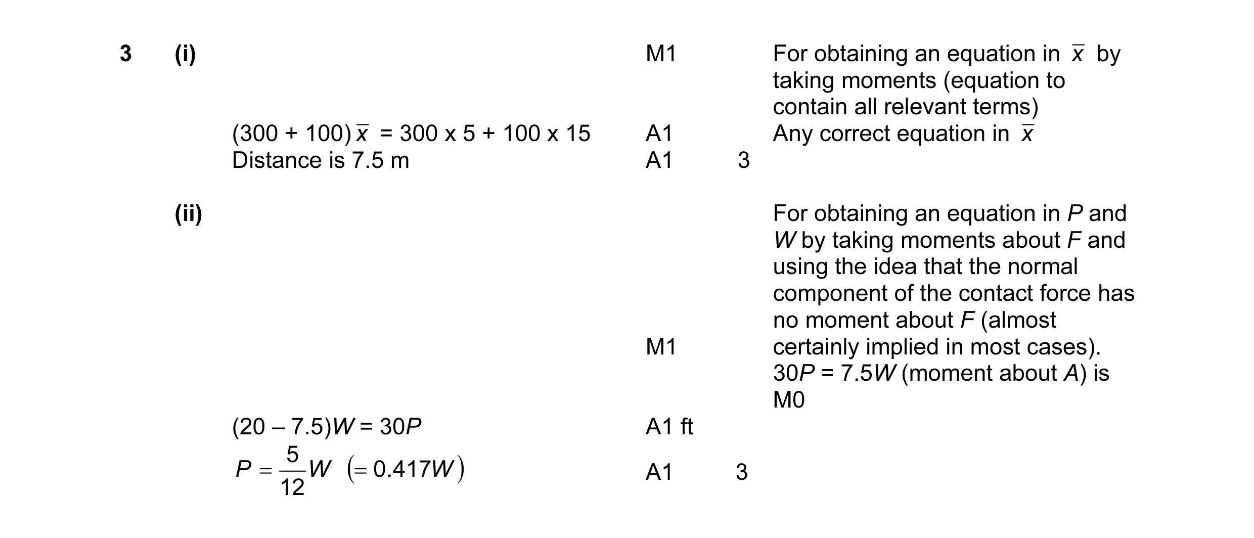 Mark scheme for question 3