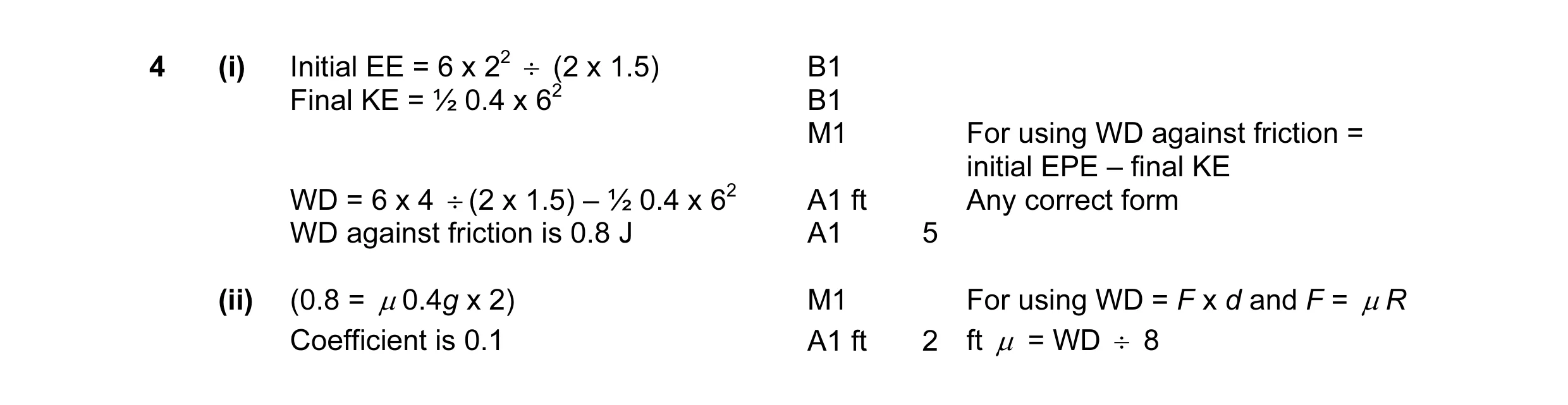 Mark scheme for question 4