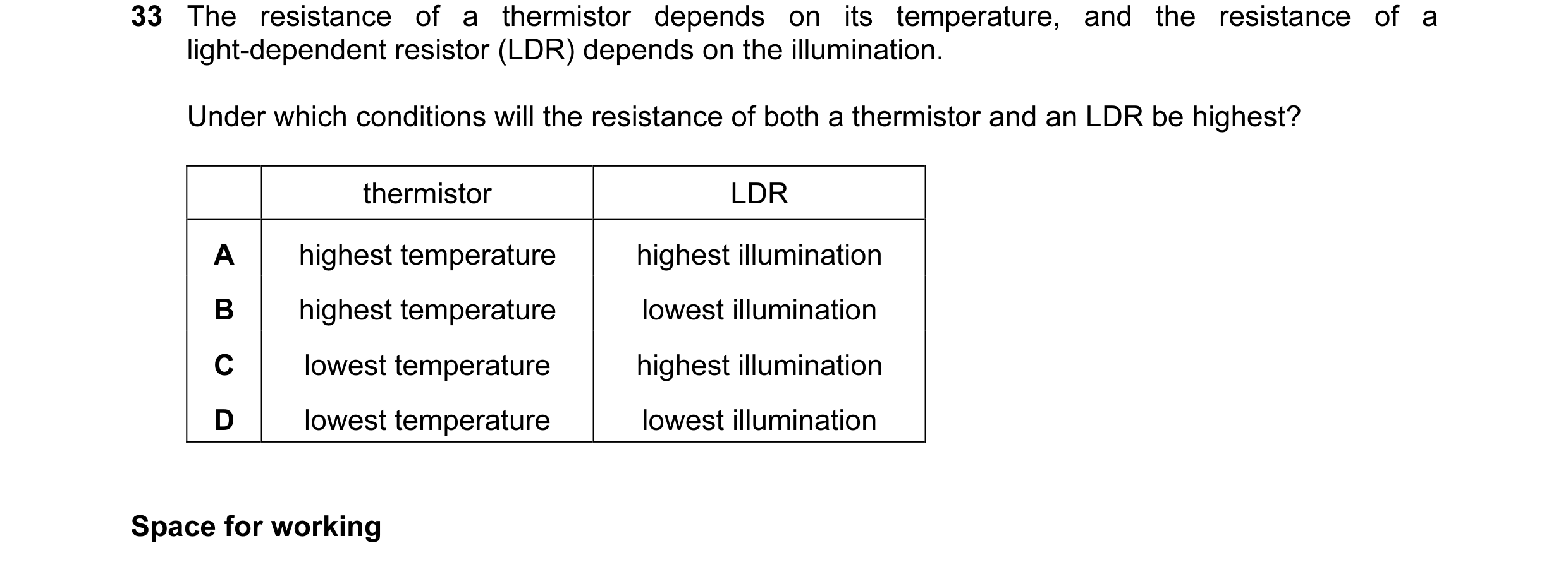 Question 23: The resistance of a thermistor depends on its temperature, and the resistance of a light-dependent resistor (LDR) depends on the illuminati…