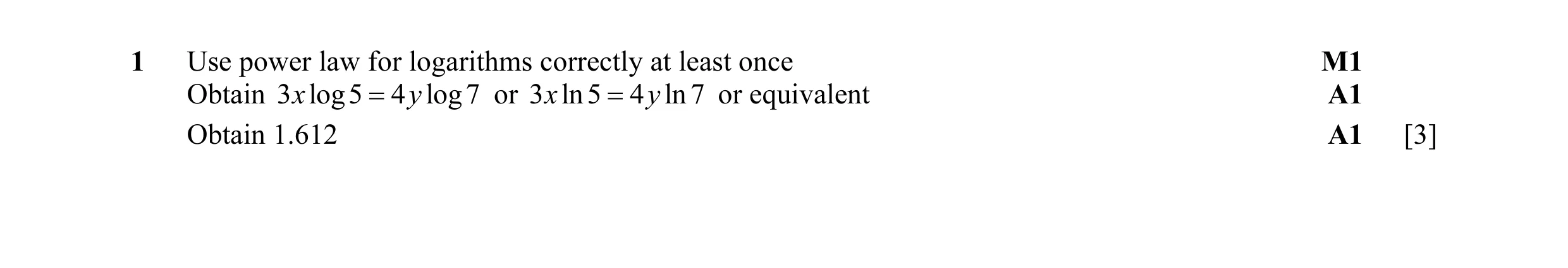 Mark scheme for question 42