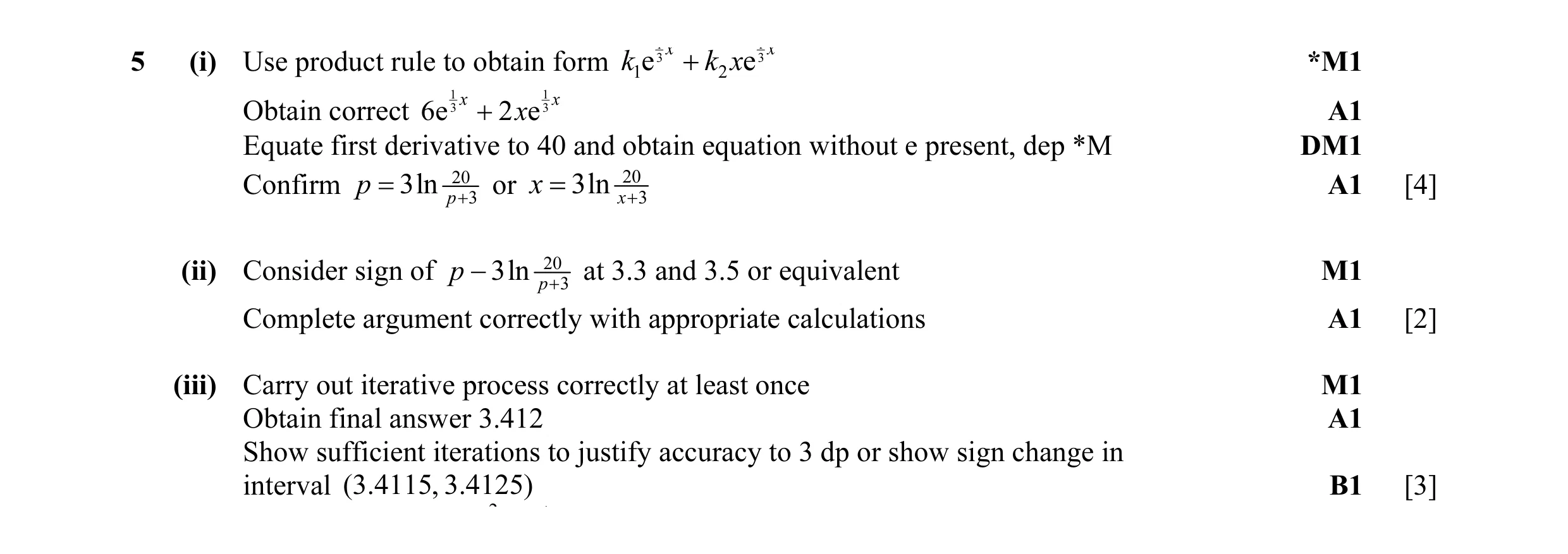 Mark scheme for question 29