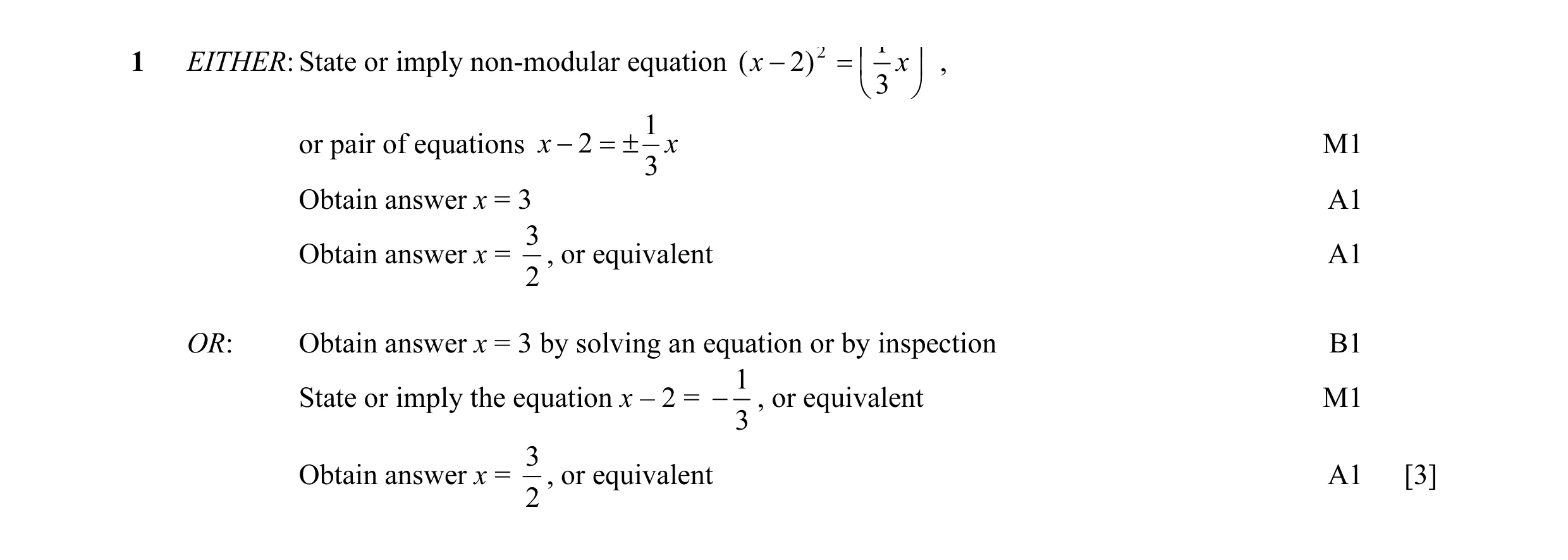 Mark scheme for question 21
