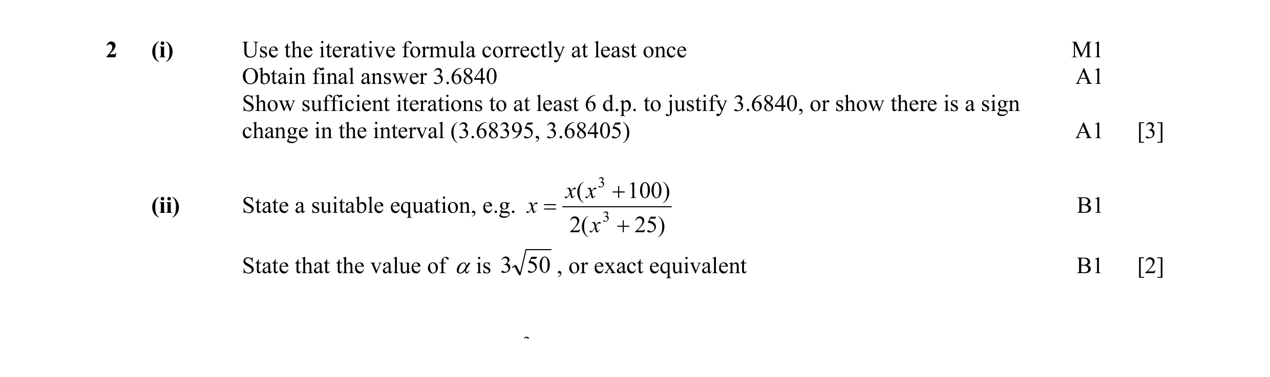 Mark scheme for question 25