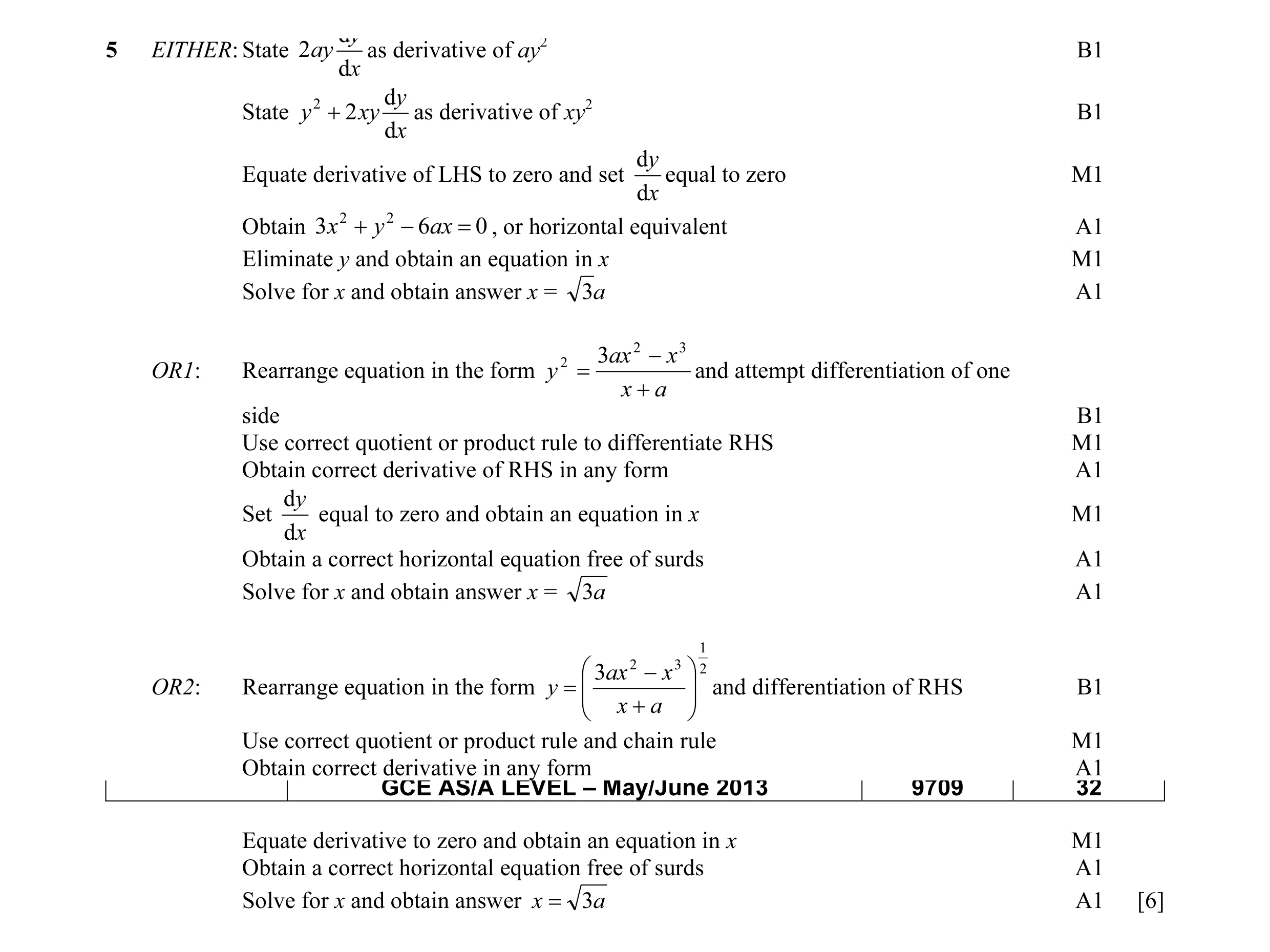Mark scheme for question 30