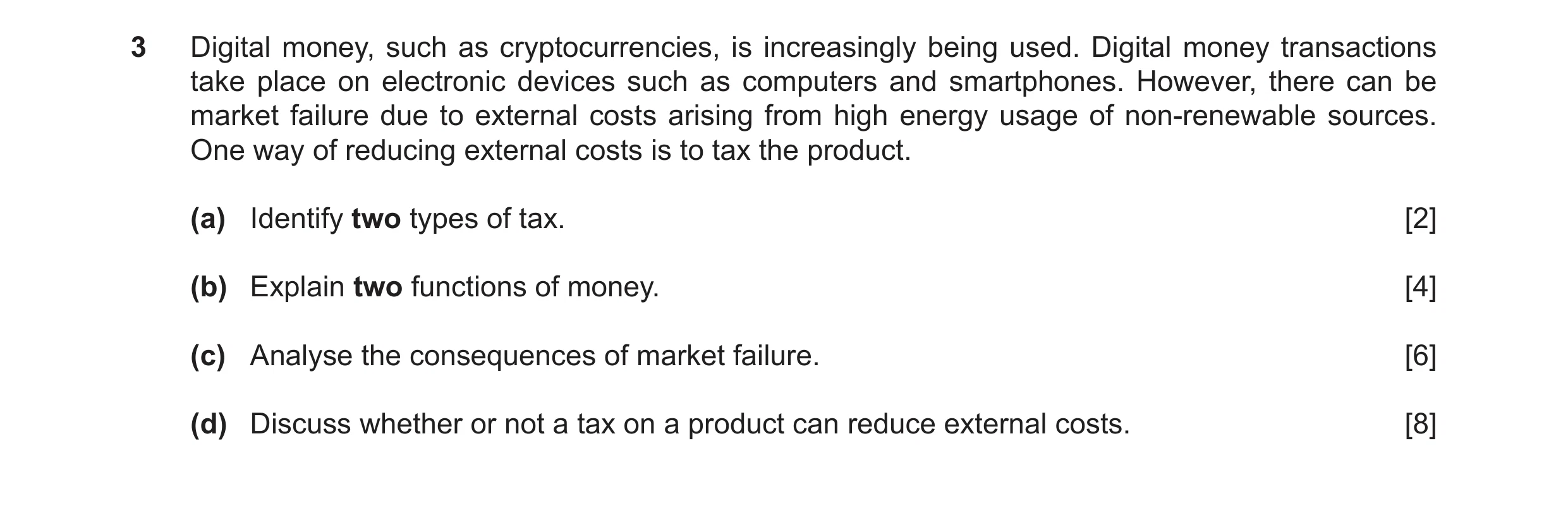 Question 47: Digital money, such as cryptocurrencies, is increasingly being used. Digital money transactions take place on electronic devices such as co…