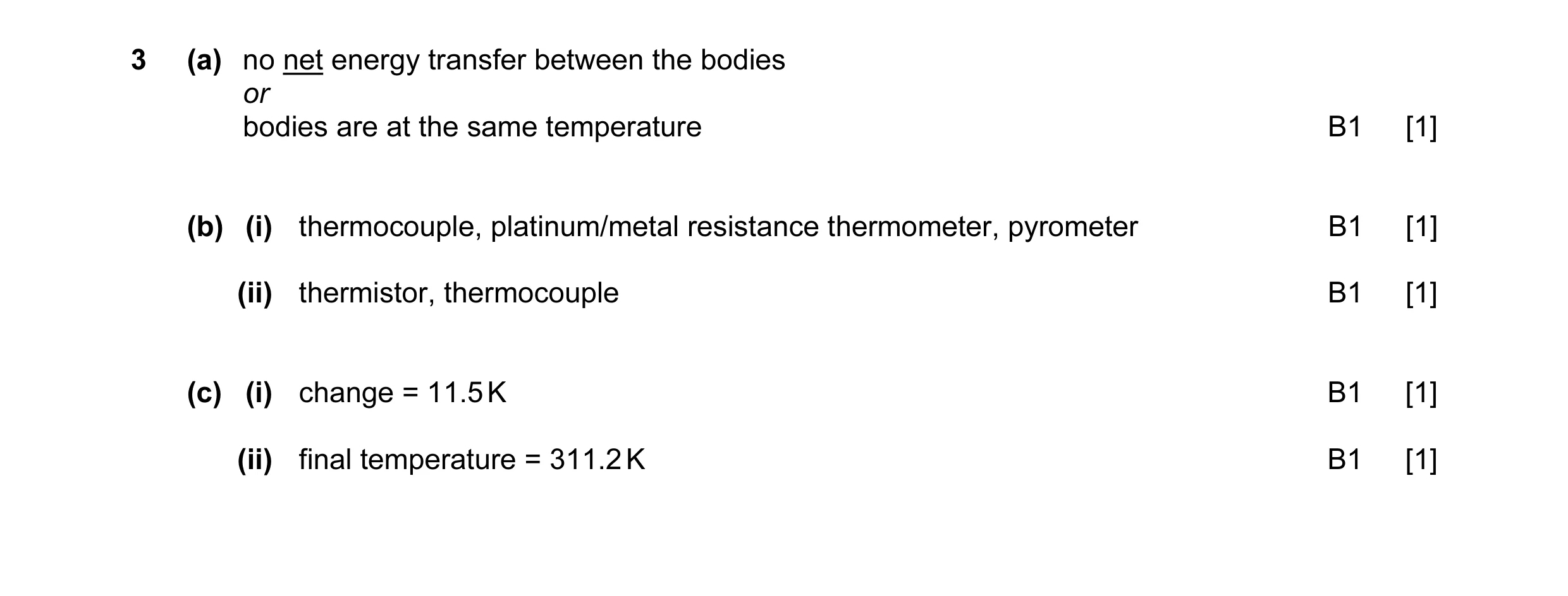 Mark scheme for question 8